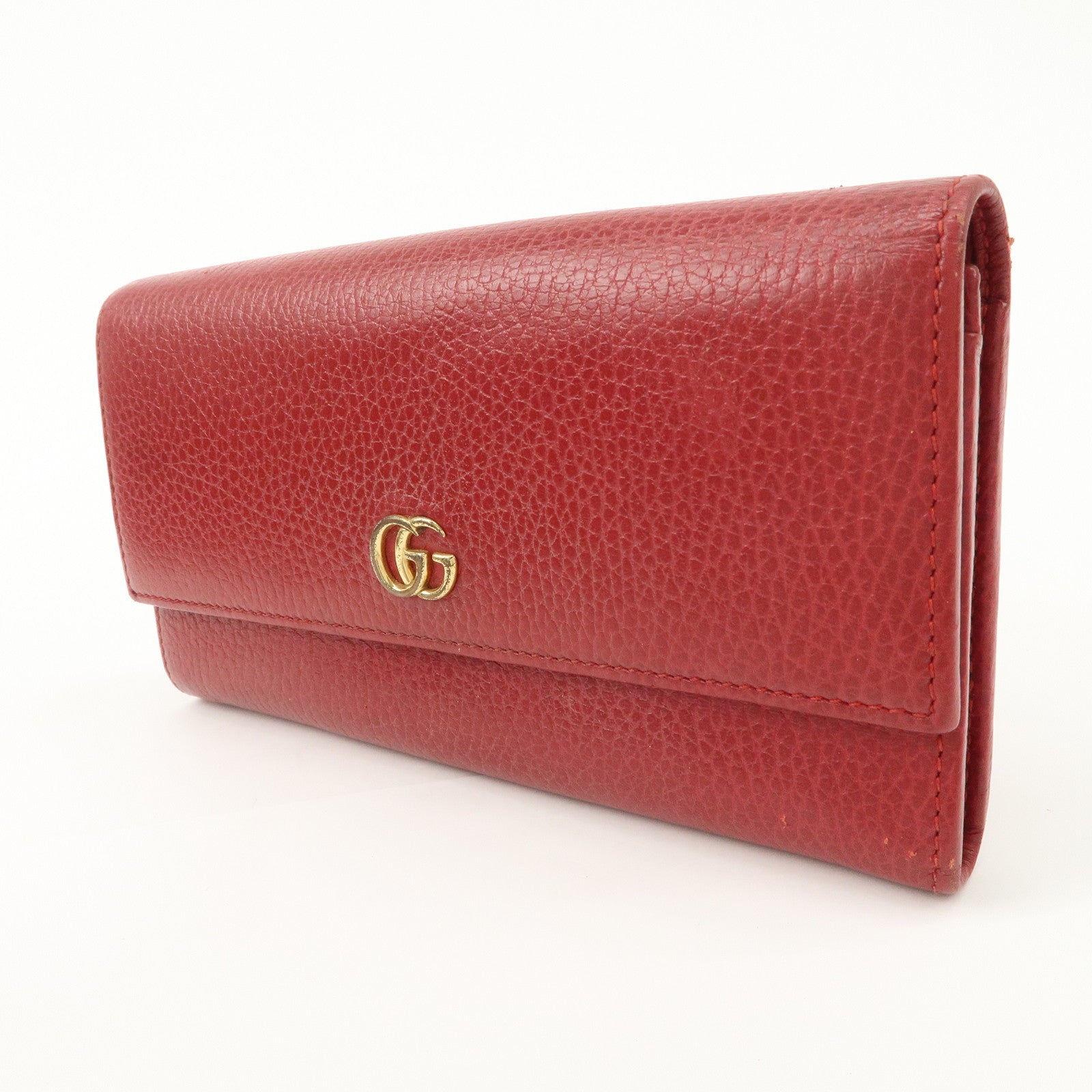 GUCCI GG Marmont Leather Continental Long Wallet Red 456116 Used