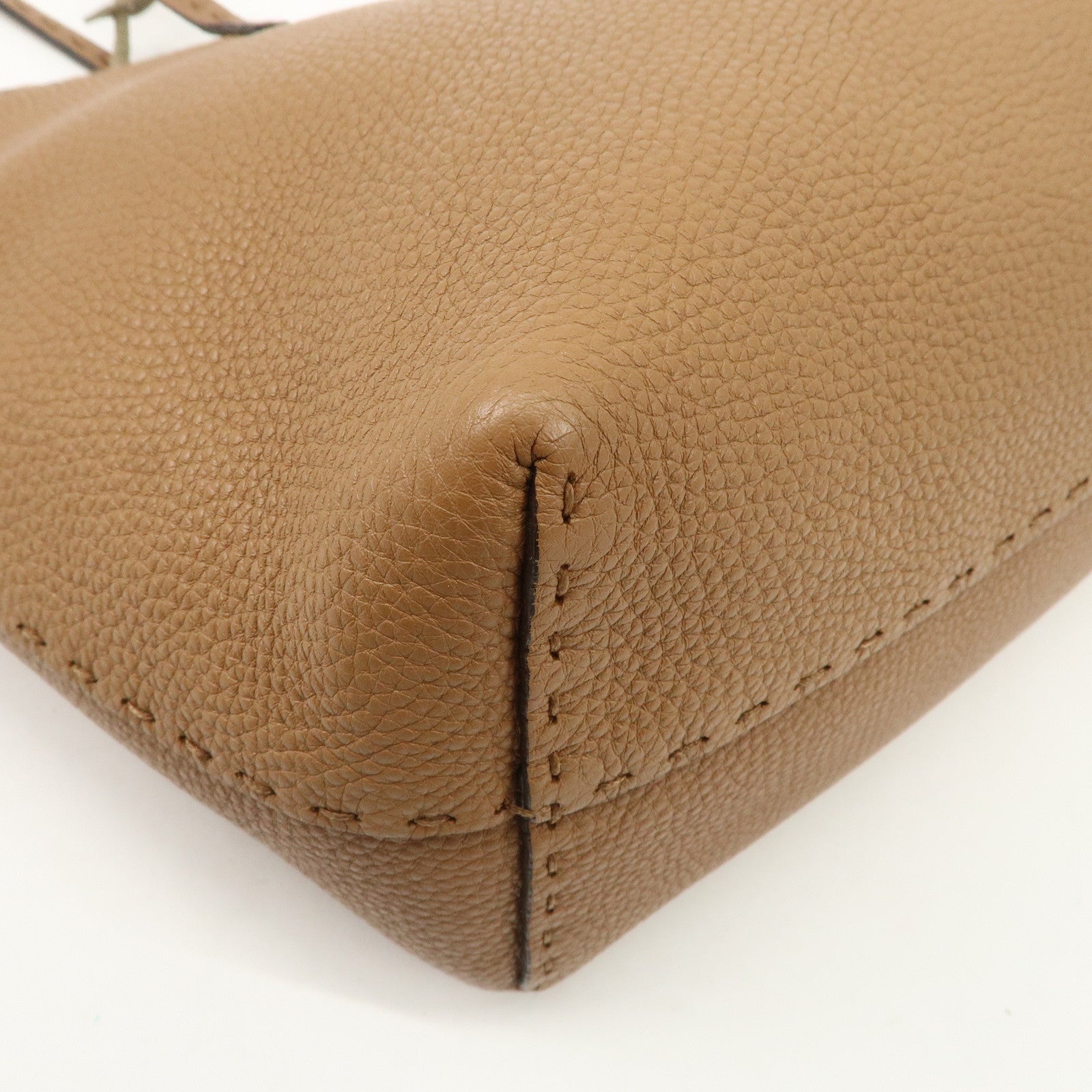 FENDI Selleria Leather Small Carla Tote Bag Shoulder Bag Brown 8BH257 Used