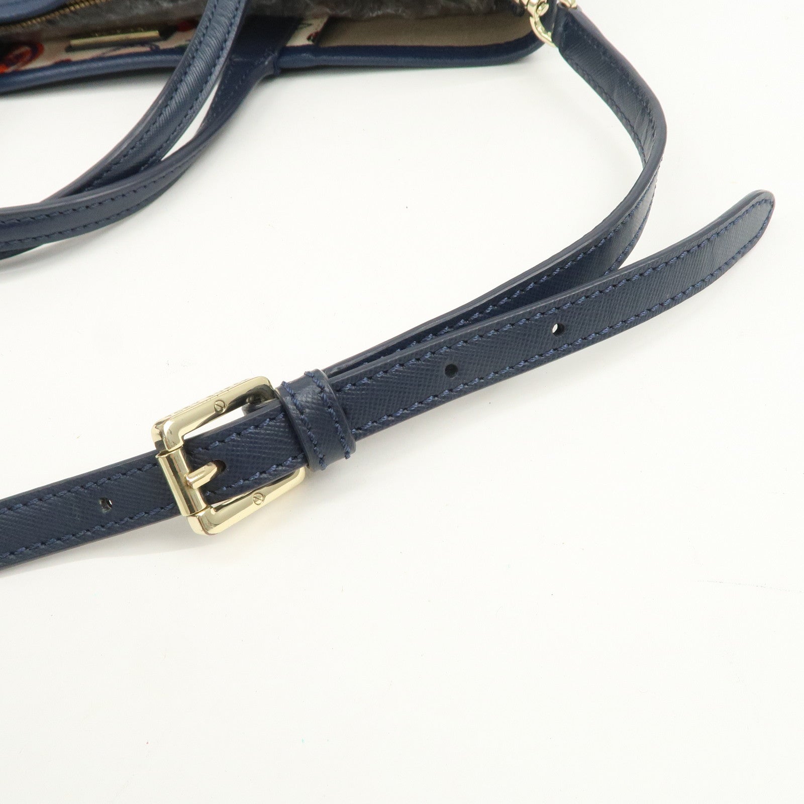 TORY BURCH Leather Tote Bag Hand Bag Navy