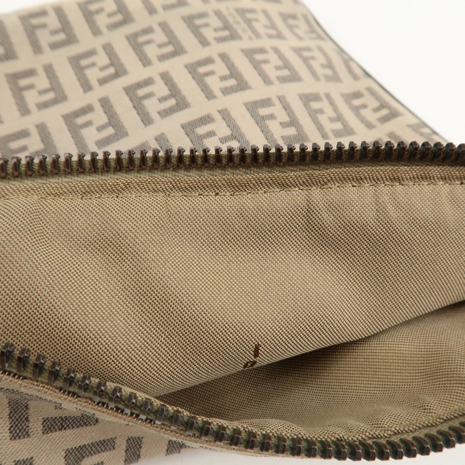 FENDI Zucchino Canvas Leather Shoulder Bag Crossbody Bag 8BT047