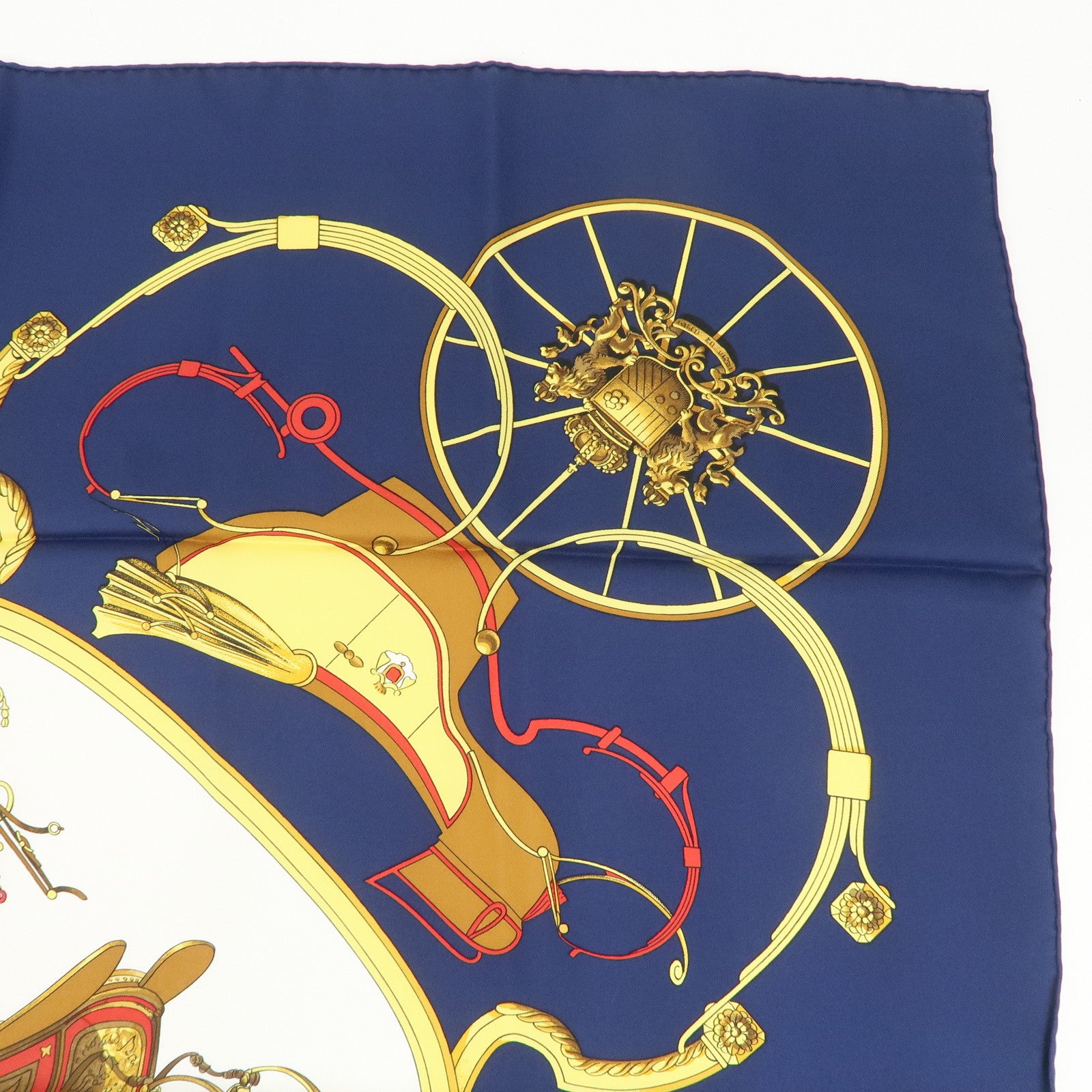 HERMES Carre 90 Silk 100% Scarf SPRINGS Navy