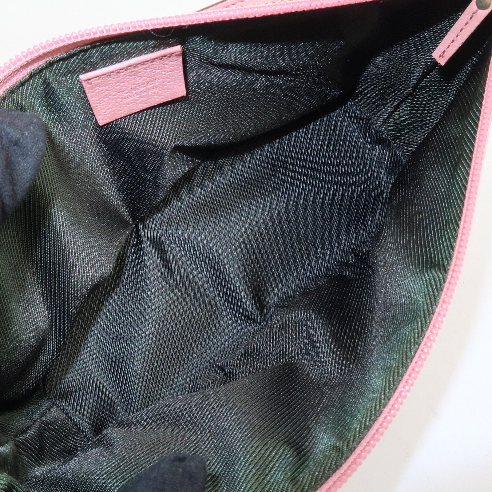 GUCCI Boat Bag GG Canvas Leather Hand Bag Brown Pink 07198