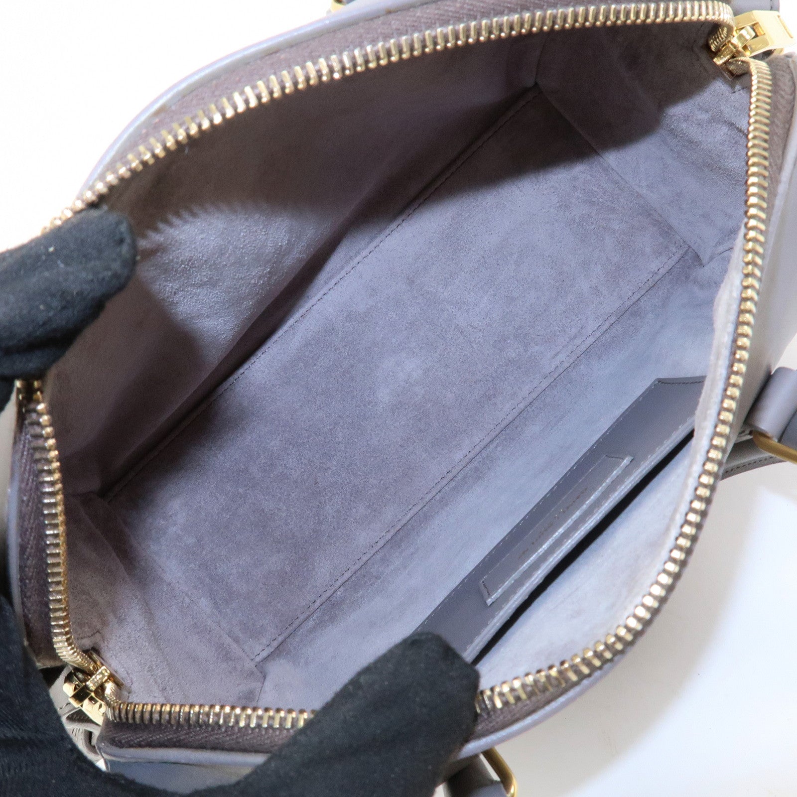 SAINT LAURENT PARIS Baby Duffle Leather 2WAY Hand Bag Gray 330958
