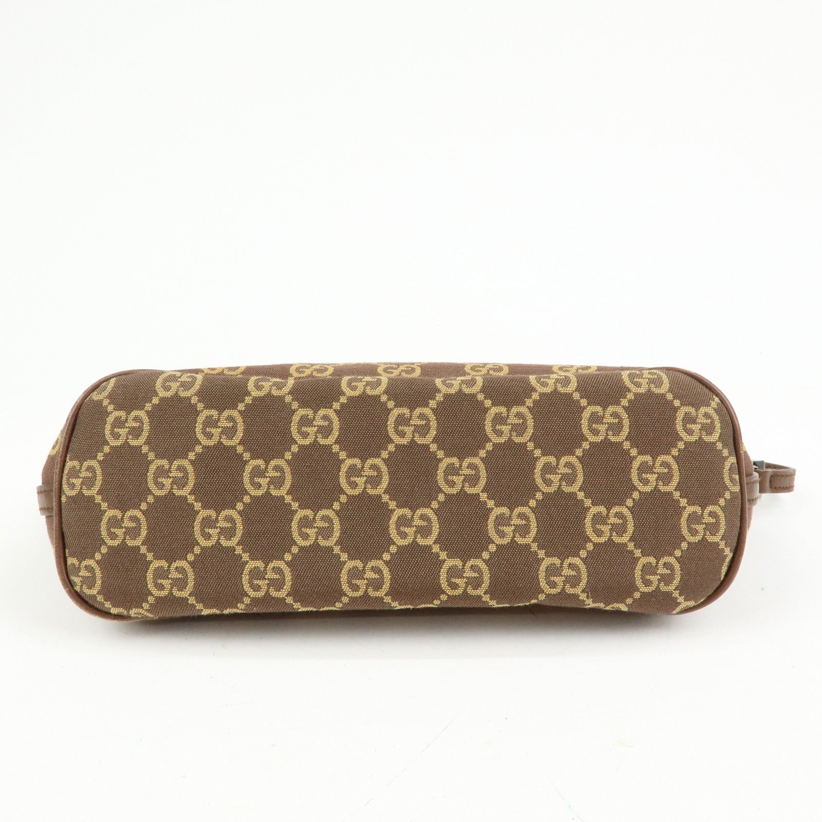 GUCCI Boat Bag GG Canvas Accessory Pouch Hand Bag Brown 039.1103