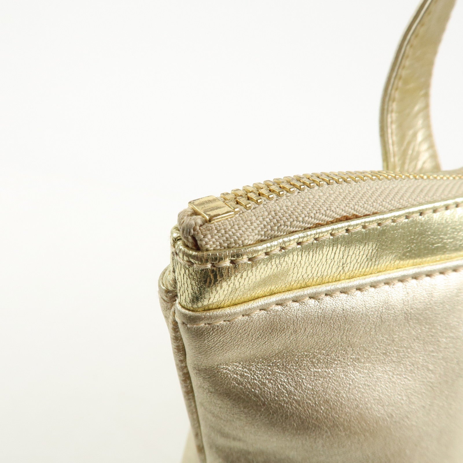 LOEWE Anagram Logo Leather Tote Bag Hand Bag Champagne Gold