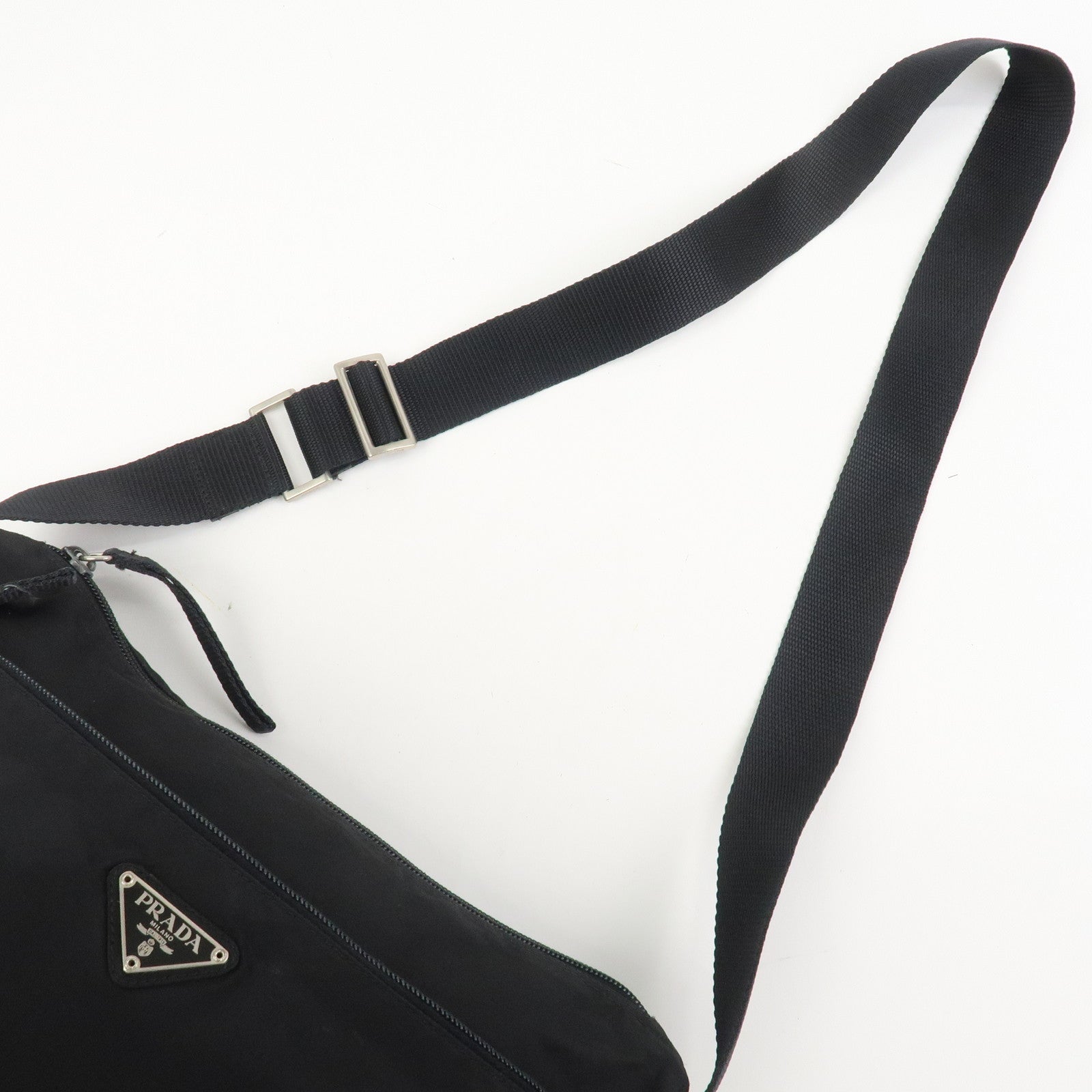 PRADA Nylon Leather Shoulder Bag Crossbody Bag Black B10140