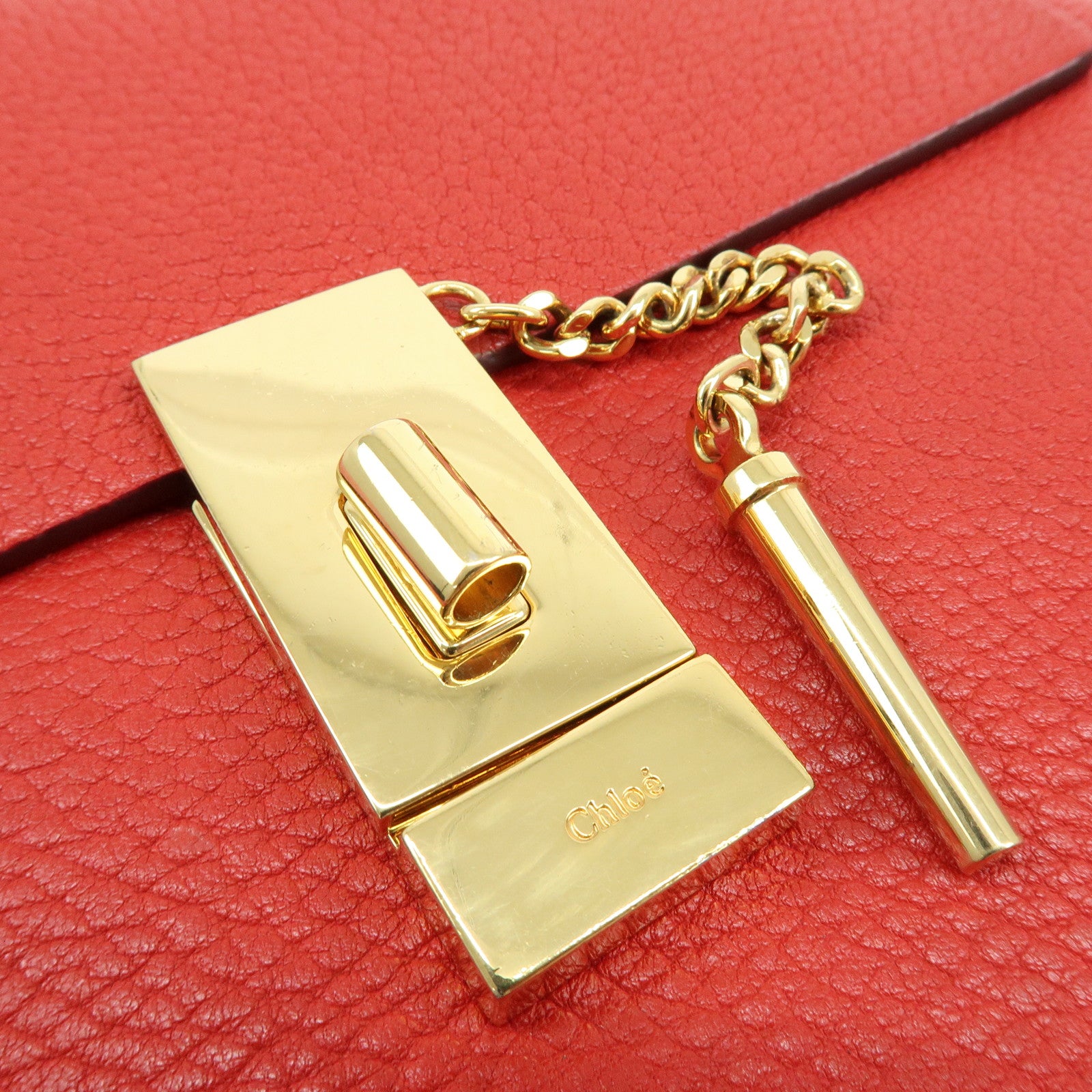 Chloe Drew Leather Chain Shoulder Bag Crossbody Bag Red