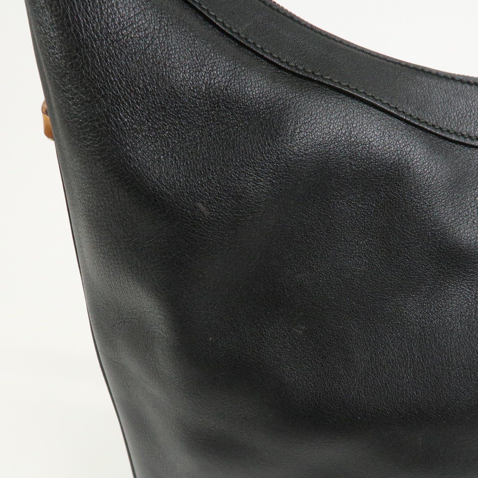 GUCCI Bamboo Leather Shoulder Bag Black 001.113.1643