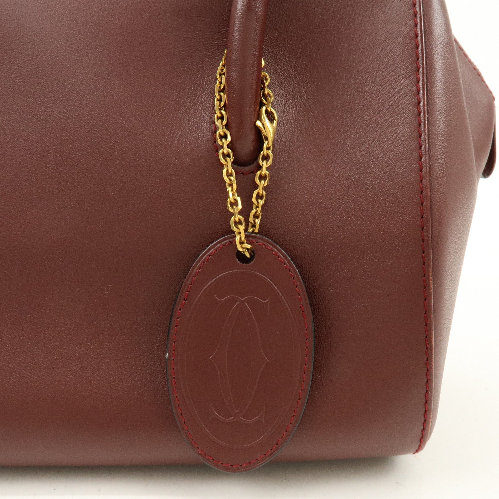 Cartier Must de Cartier Leather Hand Bag Tote Bag Bordeaux