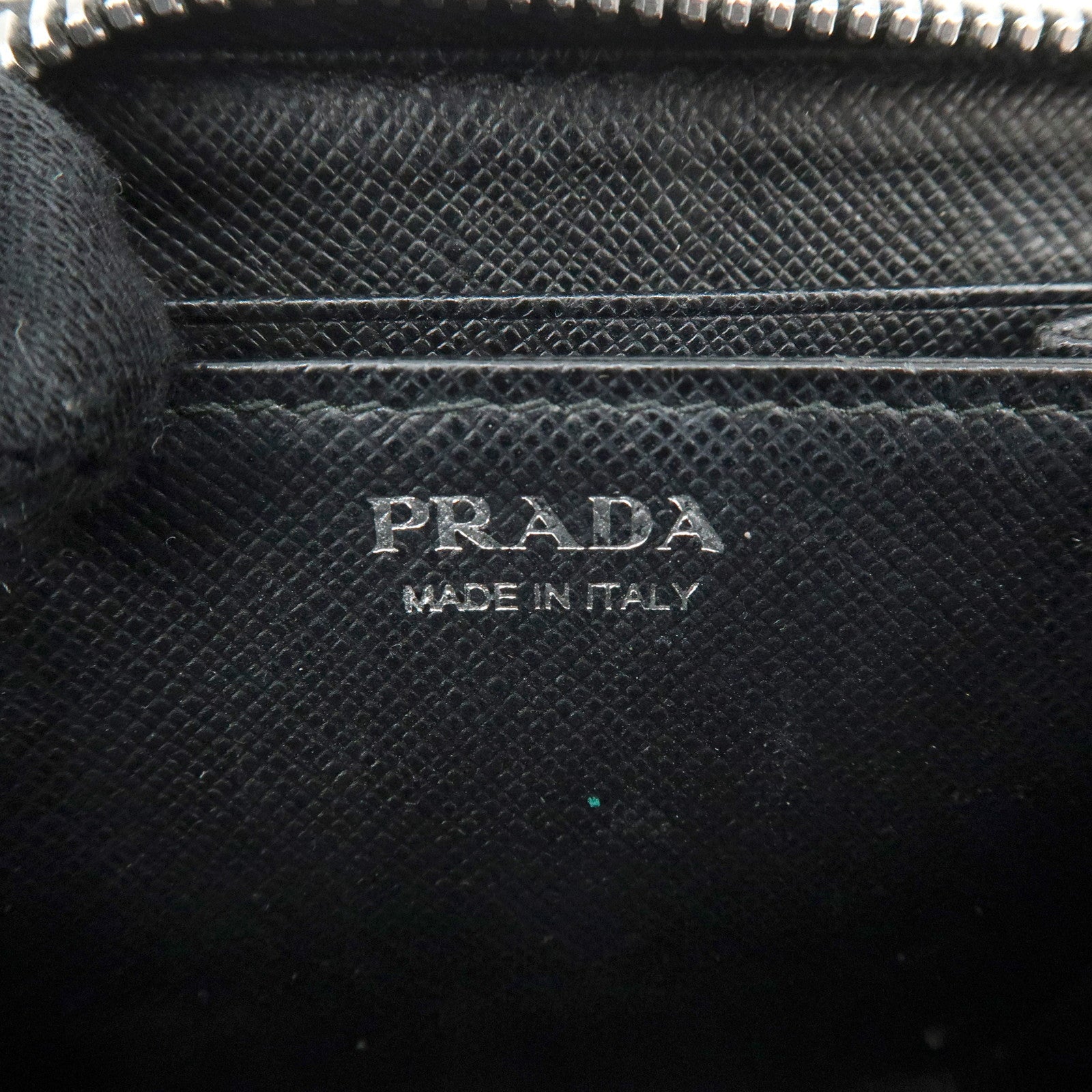PRADA Saffiano Leather Compact Wallet Coin Case Card Case Black