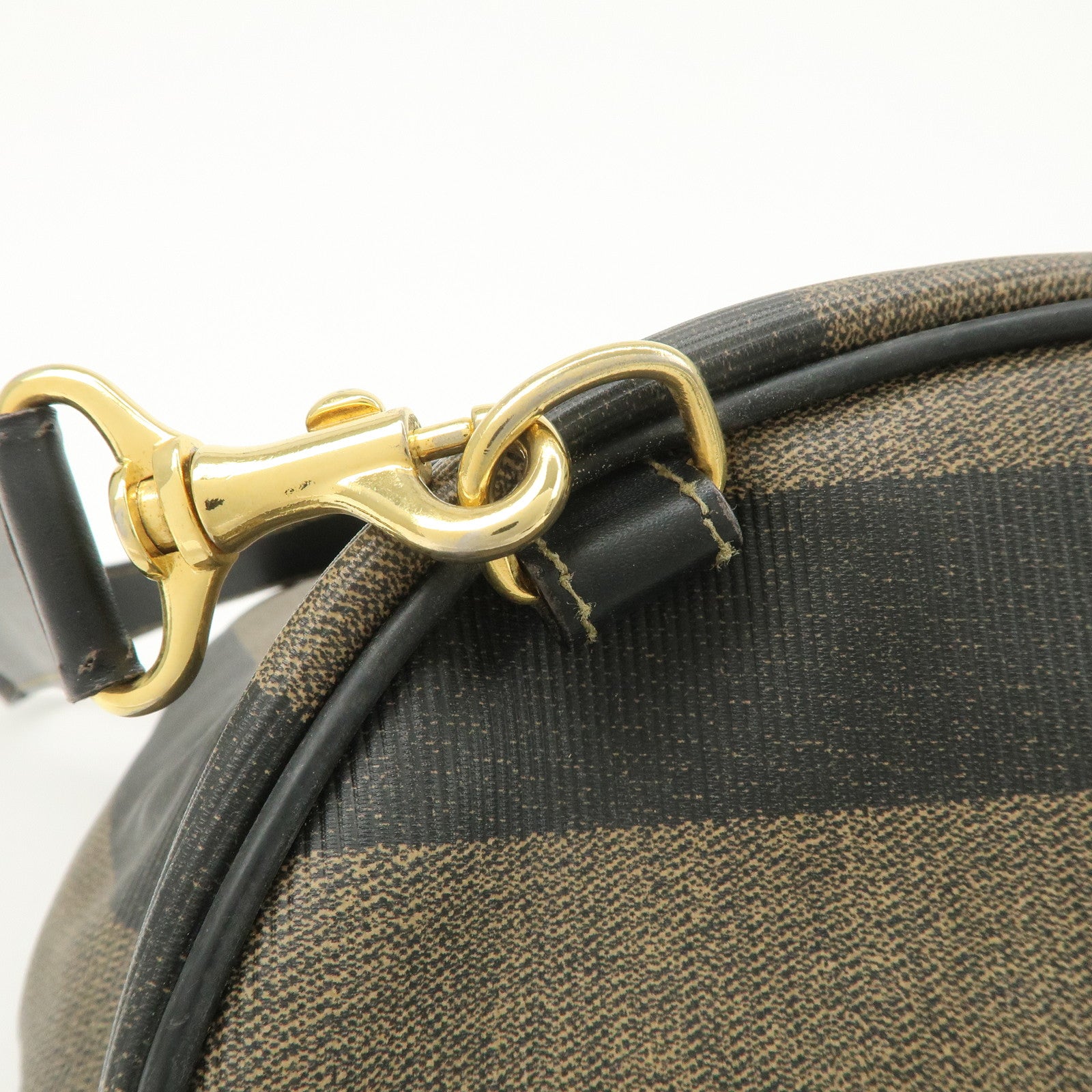 FENDI PVC Canvas Leather Back Pack Body Bag Black Brown 14559