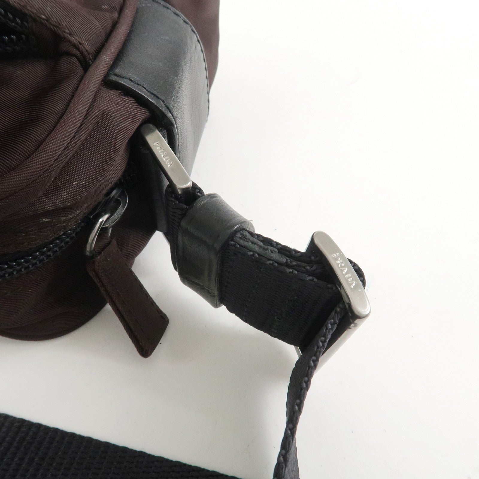 PRADA Triangle Logo Nylon Shoulder Crossbody Bag Brown BT0167