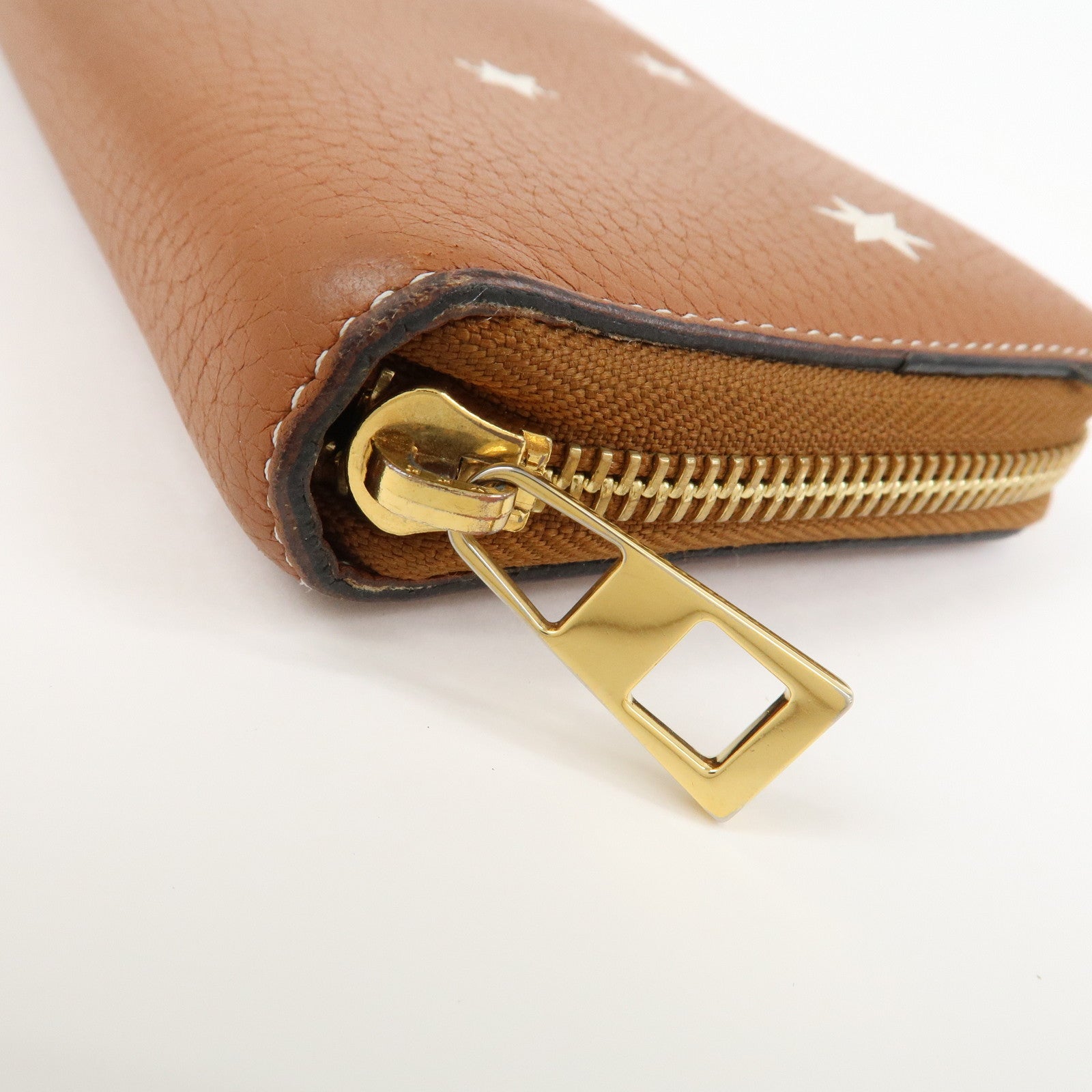 LOEWE Anagram Leather Round Zippy Wallet Long Wallet Camel