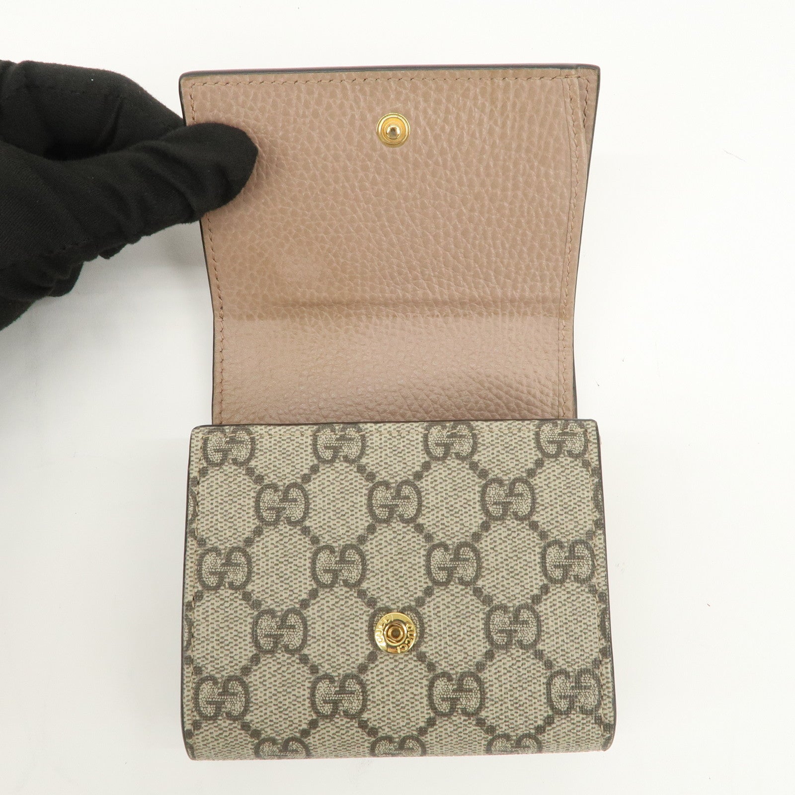 GUCCI GG Marmont GG Supreme Leather Medium Compact Wallet 598587
