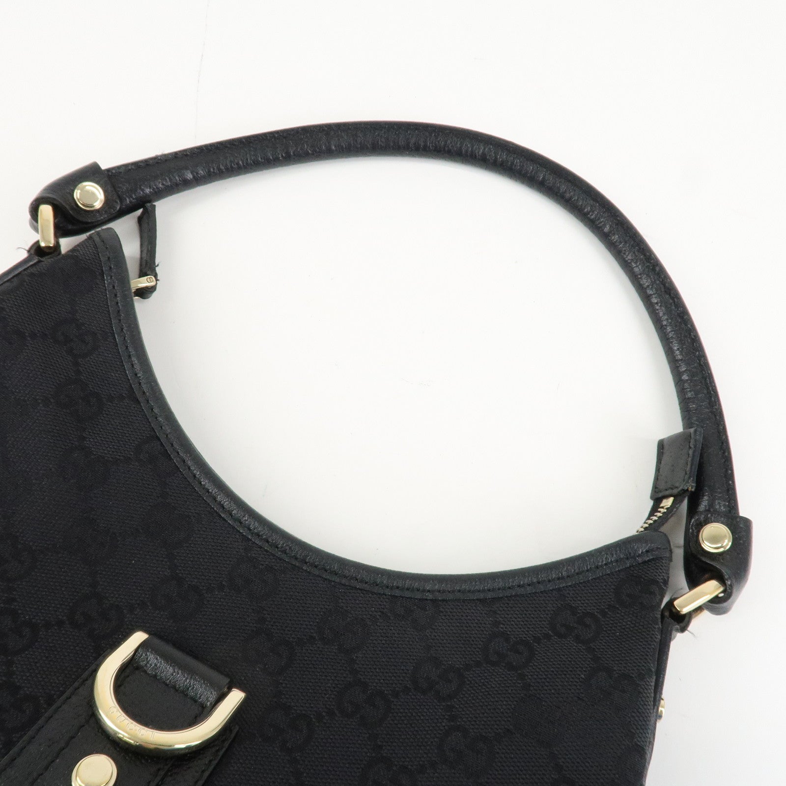 GUCCI Abbey GG Canvas Leather Shoulder Bag Black 130738 Used