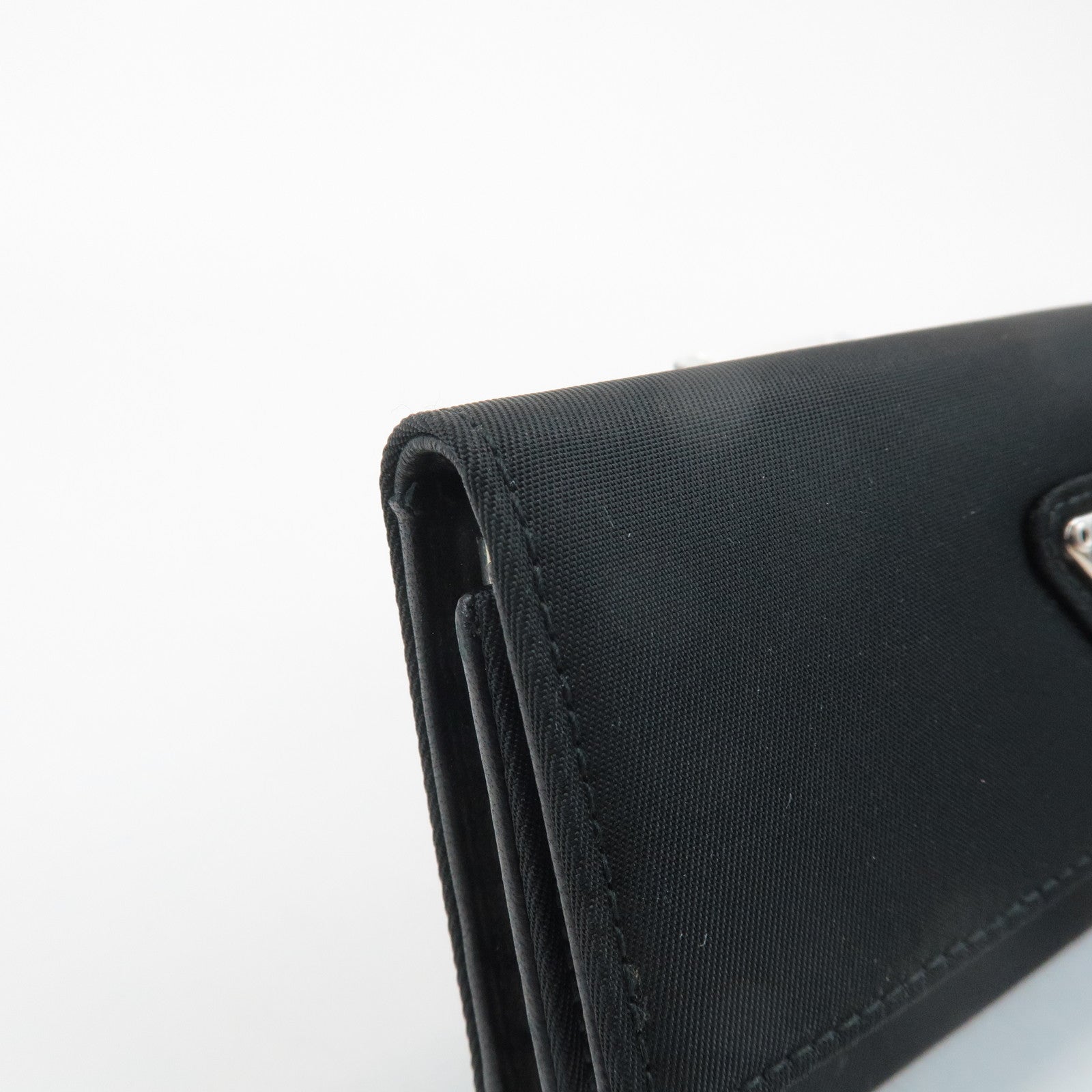 PRADA Triangle Logo Nylon 6 Key Case Key Holder Black M26X Used