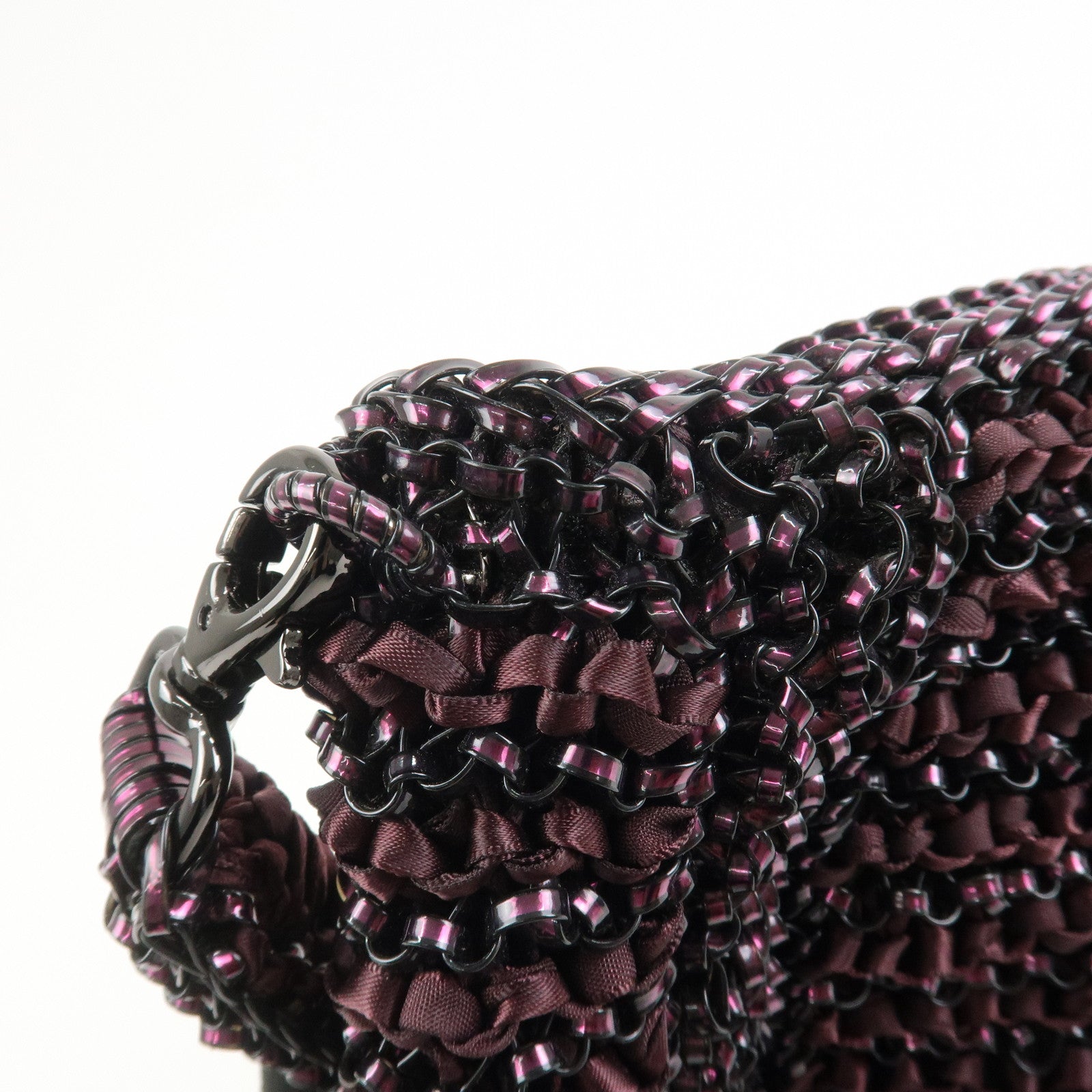 ANTEPRIMA Wire Bag PVC Hand Bag Shoulder Bag Ribbon Black Pink