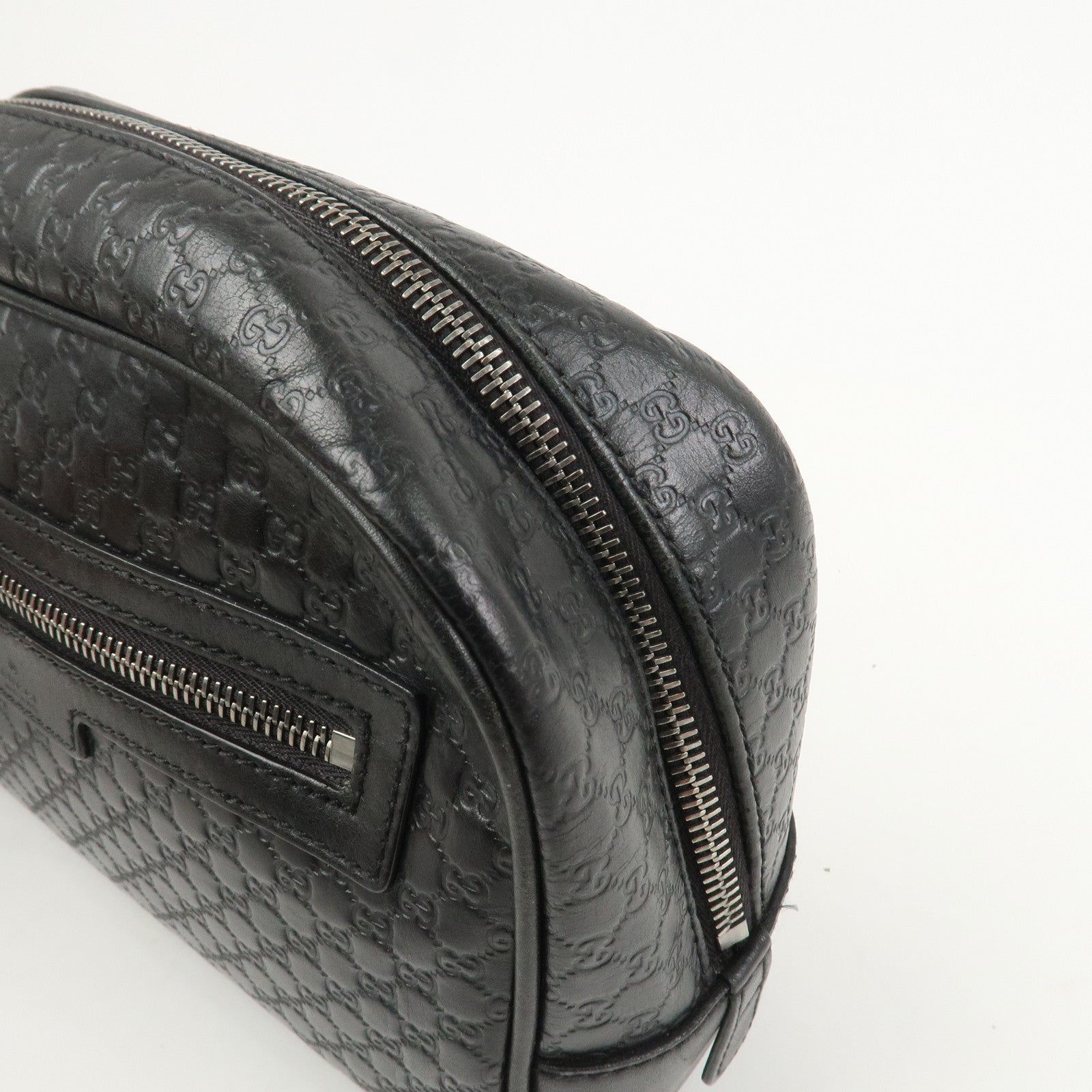 GUCCI Micro Guccissima Leather Hand Bag Clutch Bag Black 419775