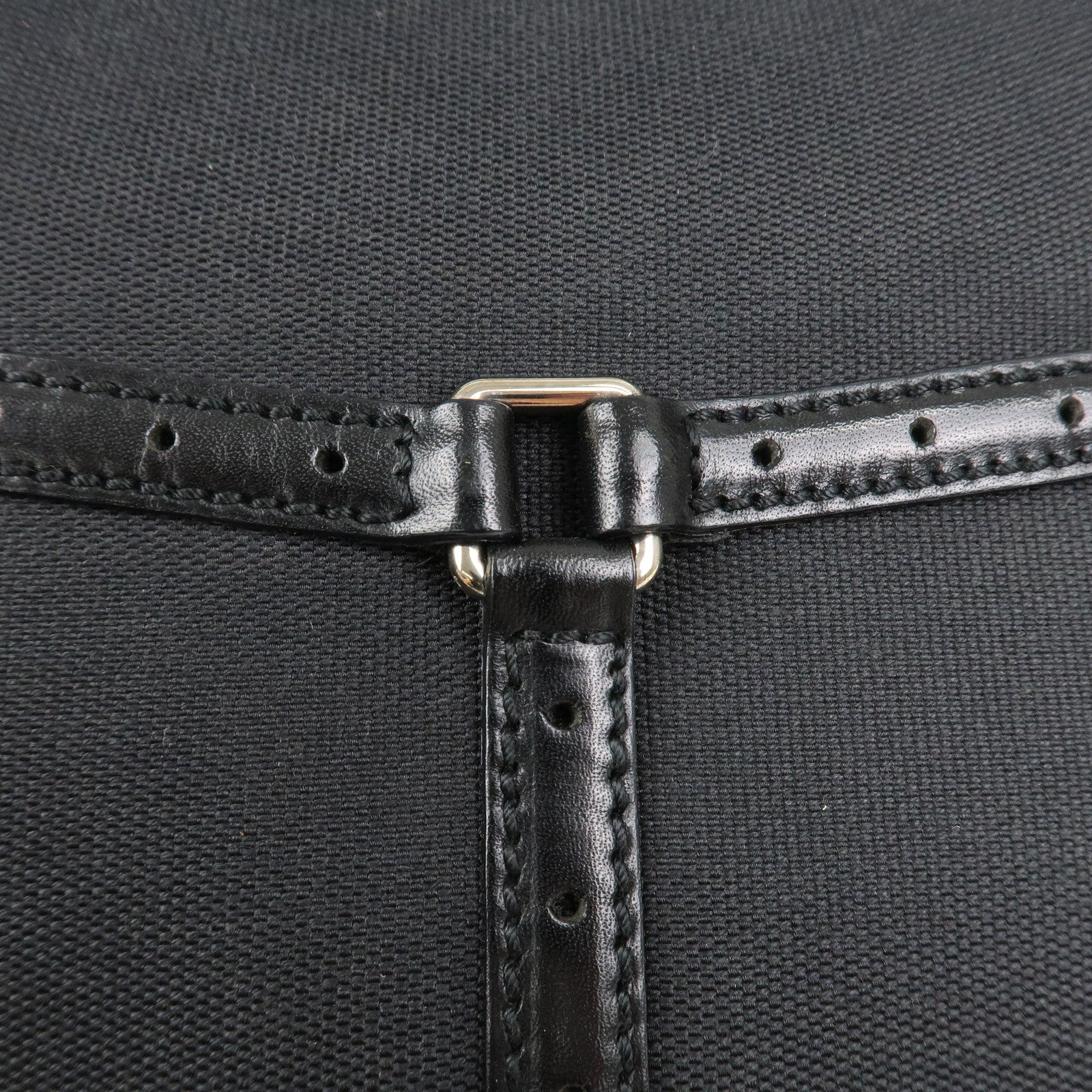 GUCCI Interlocking G Canvas Leather One Shoulder Bag Black 114869