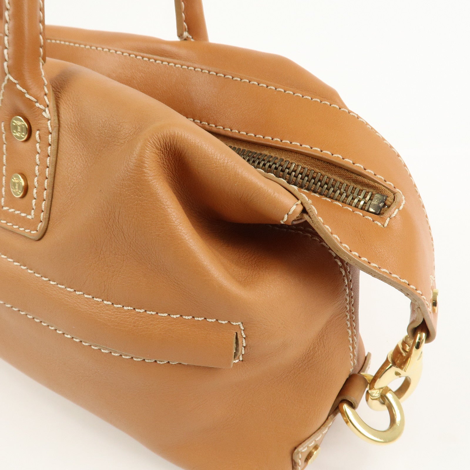 CELINE Macadam Leather Shoulder Bag Hand Bag Brown
