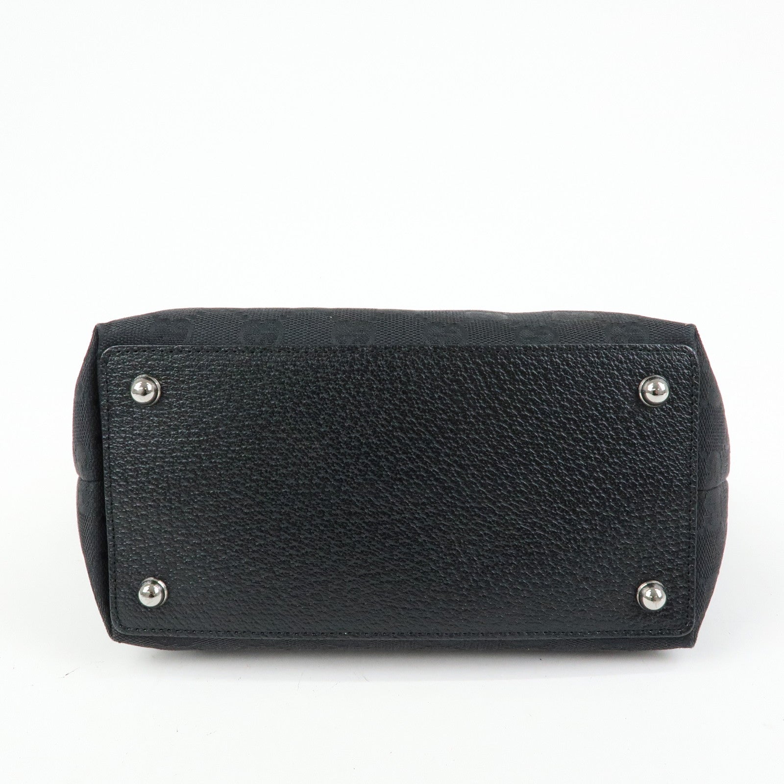 GUCCI GG Canvas Leather Mini Hand Bag Tote Bag Black 120844