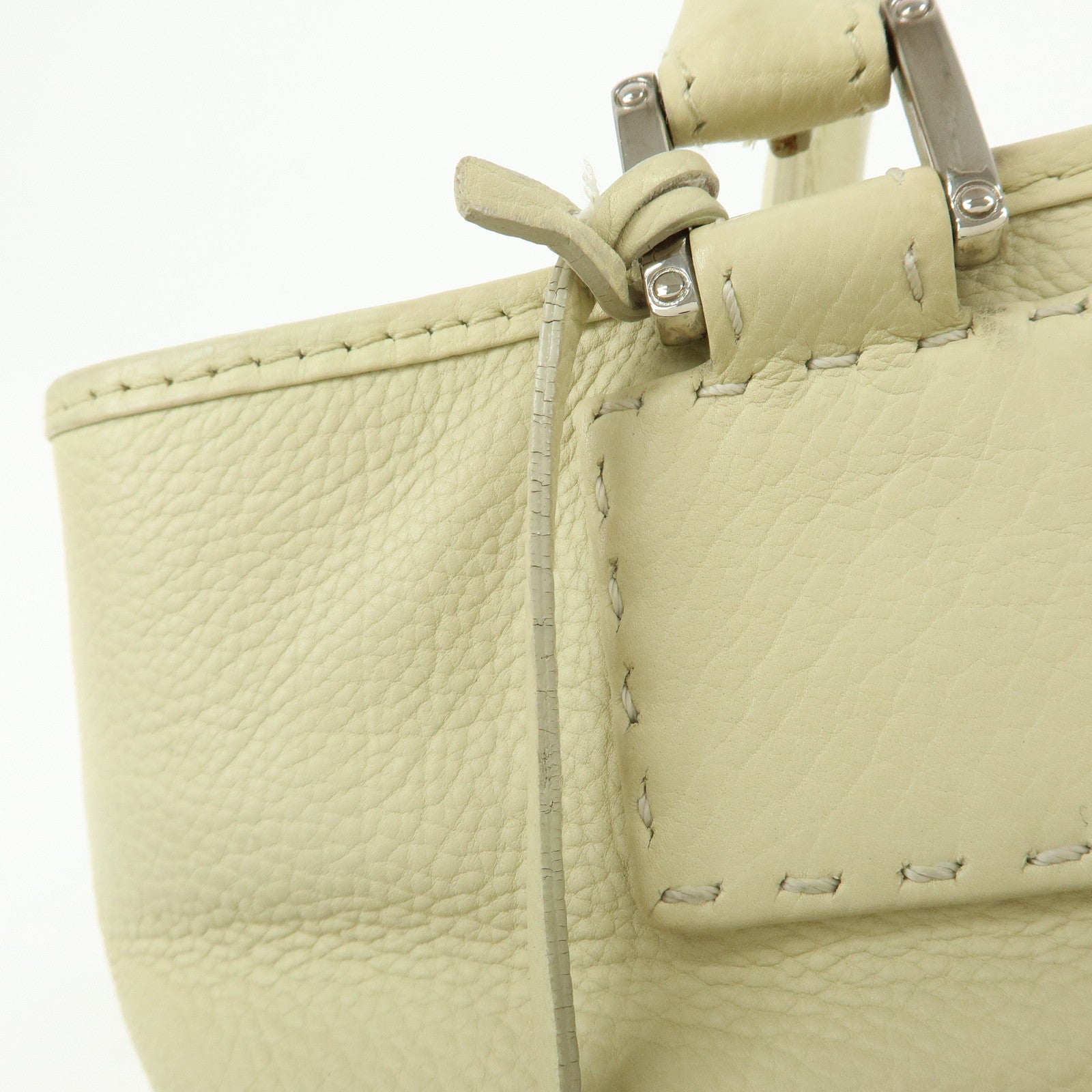 LOEWE Anagram Leather Tote Bag Hand Bag Ivory