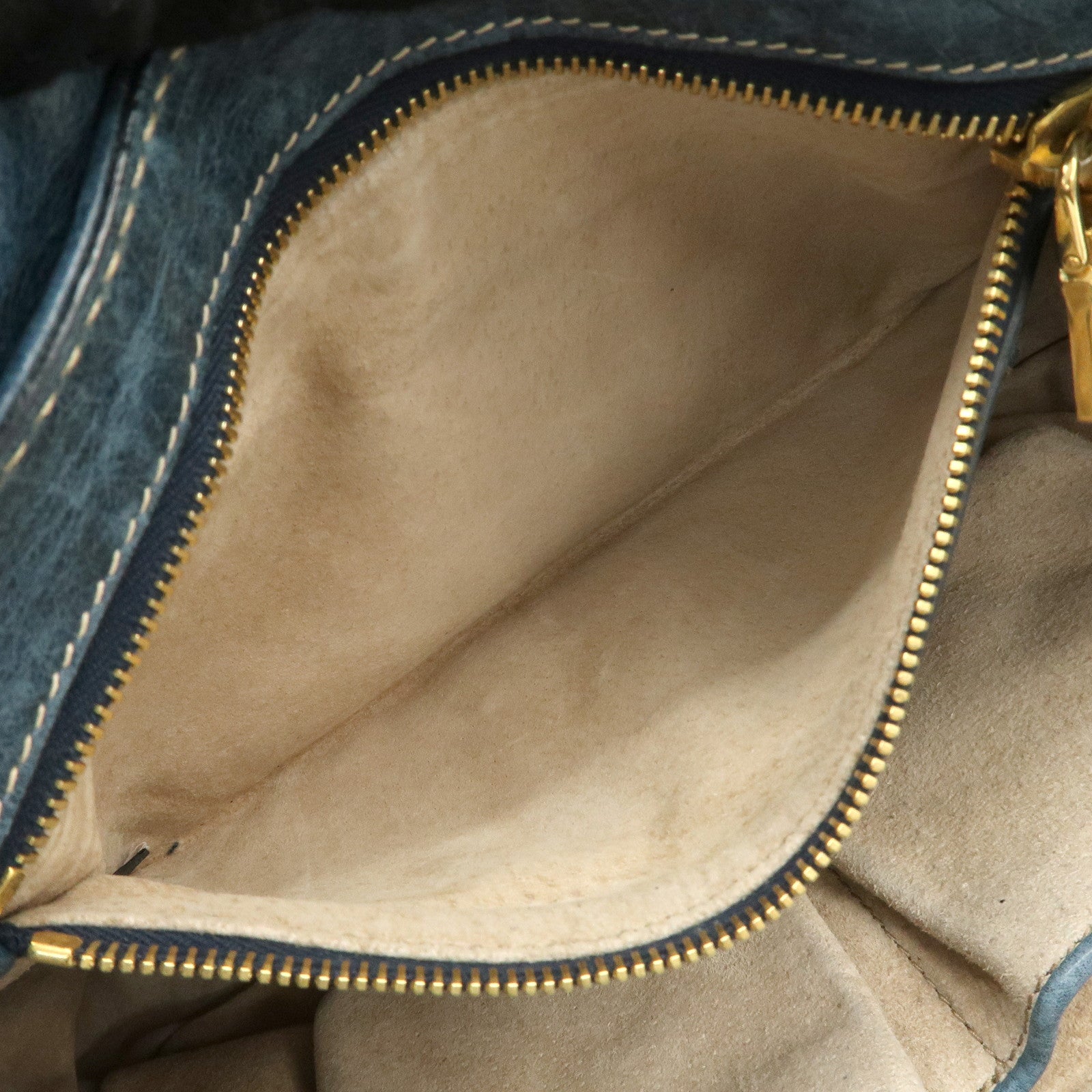 PRADA Leather Chain Shoulder Bag Blue Gold Hardware BR4659 Used