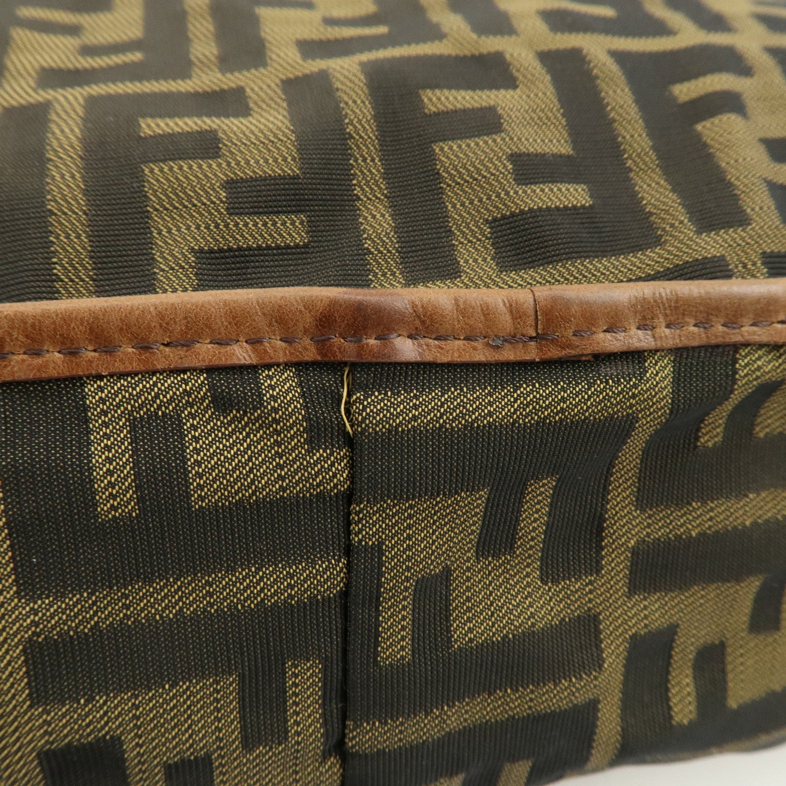FENDI Zucca Canvas Leather Shoulder Bag Crossbody Bag Brown 7VA148