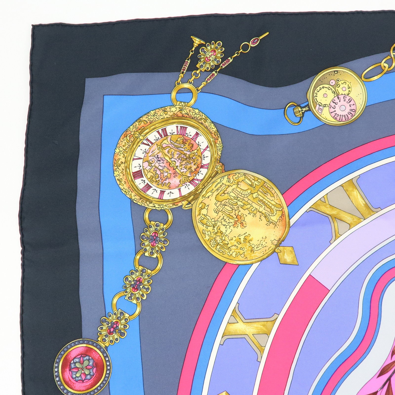 HERMES Carre90 Silk100% Parmi les Fleurs Je Compte les Heures Scarf
