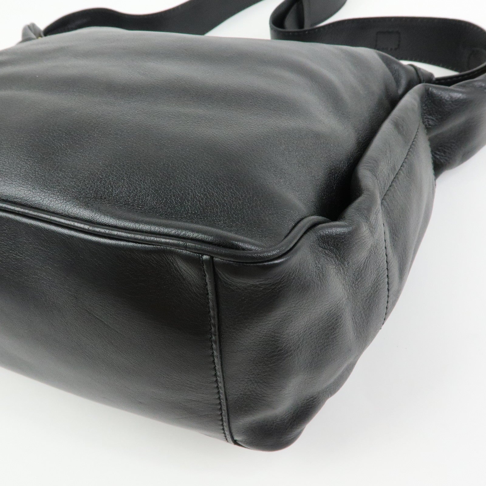 CELINE Leather Toggle Belt Shoulder Bag Crossbody Bag Black
