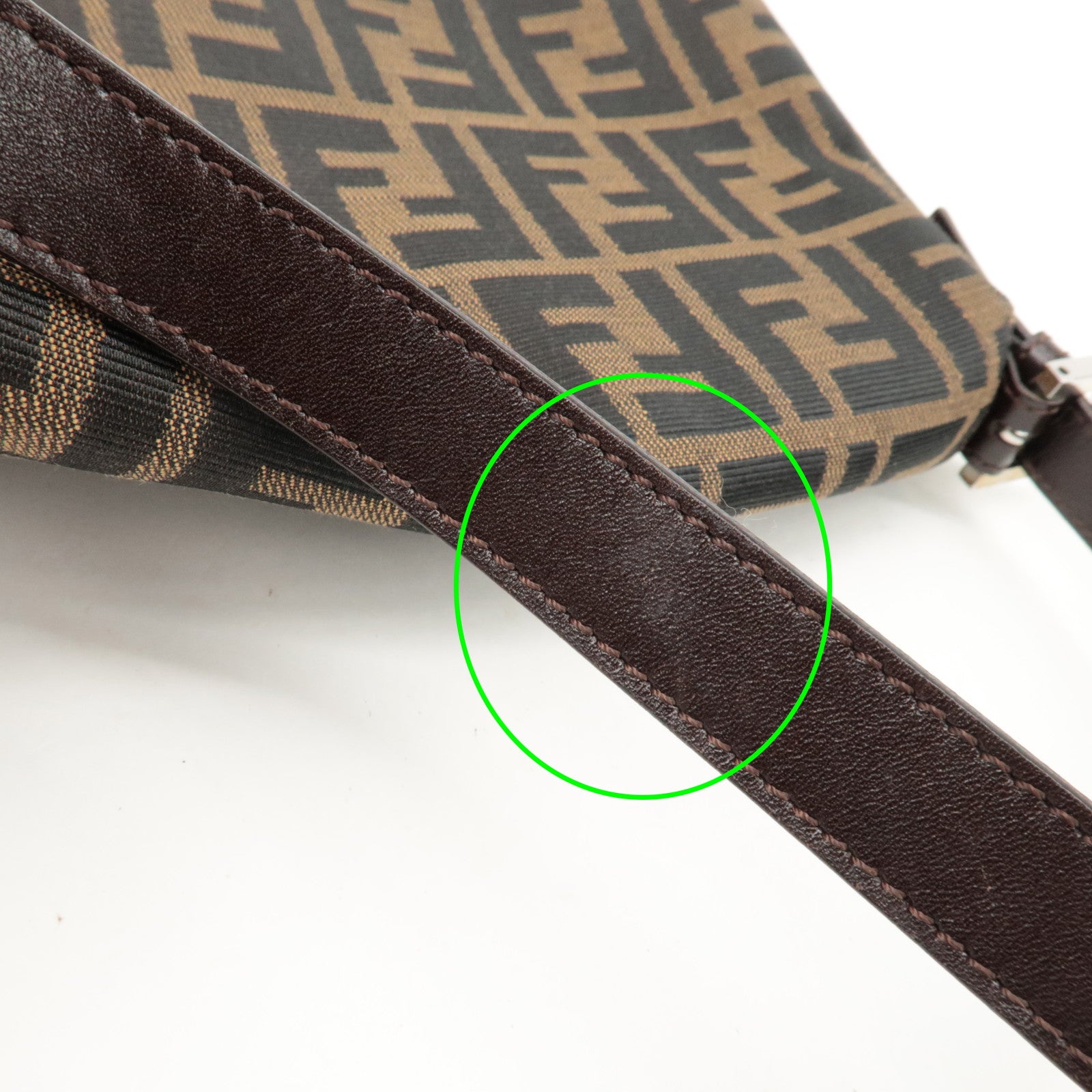 FENDI Mamma Baguette Zucca Canvas Shoulder Bag Black Brown 26325 Used