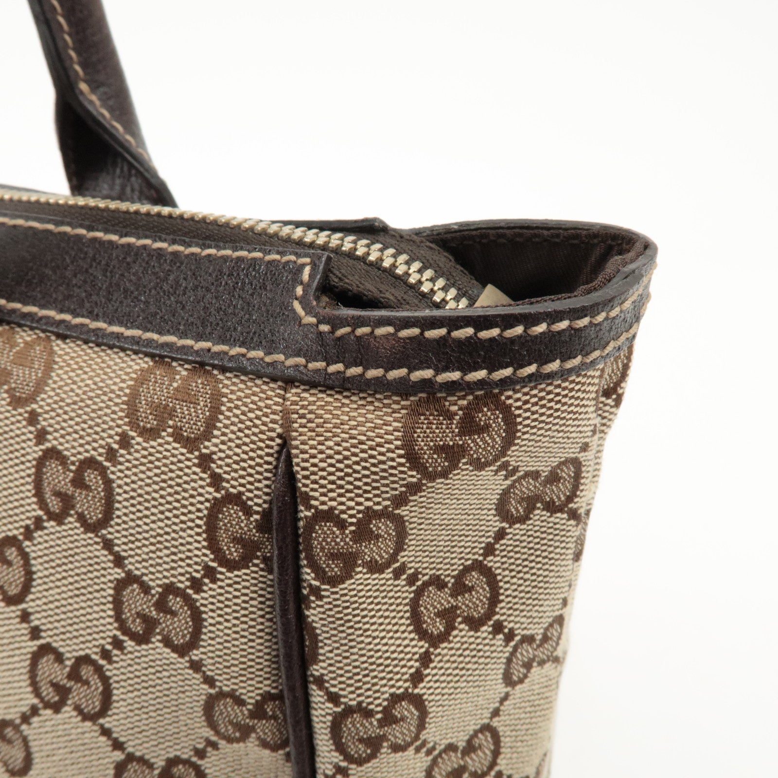 GUCCI Princy Sherry GG Canvas Leather Tote Bag Beige 177052 Used