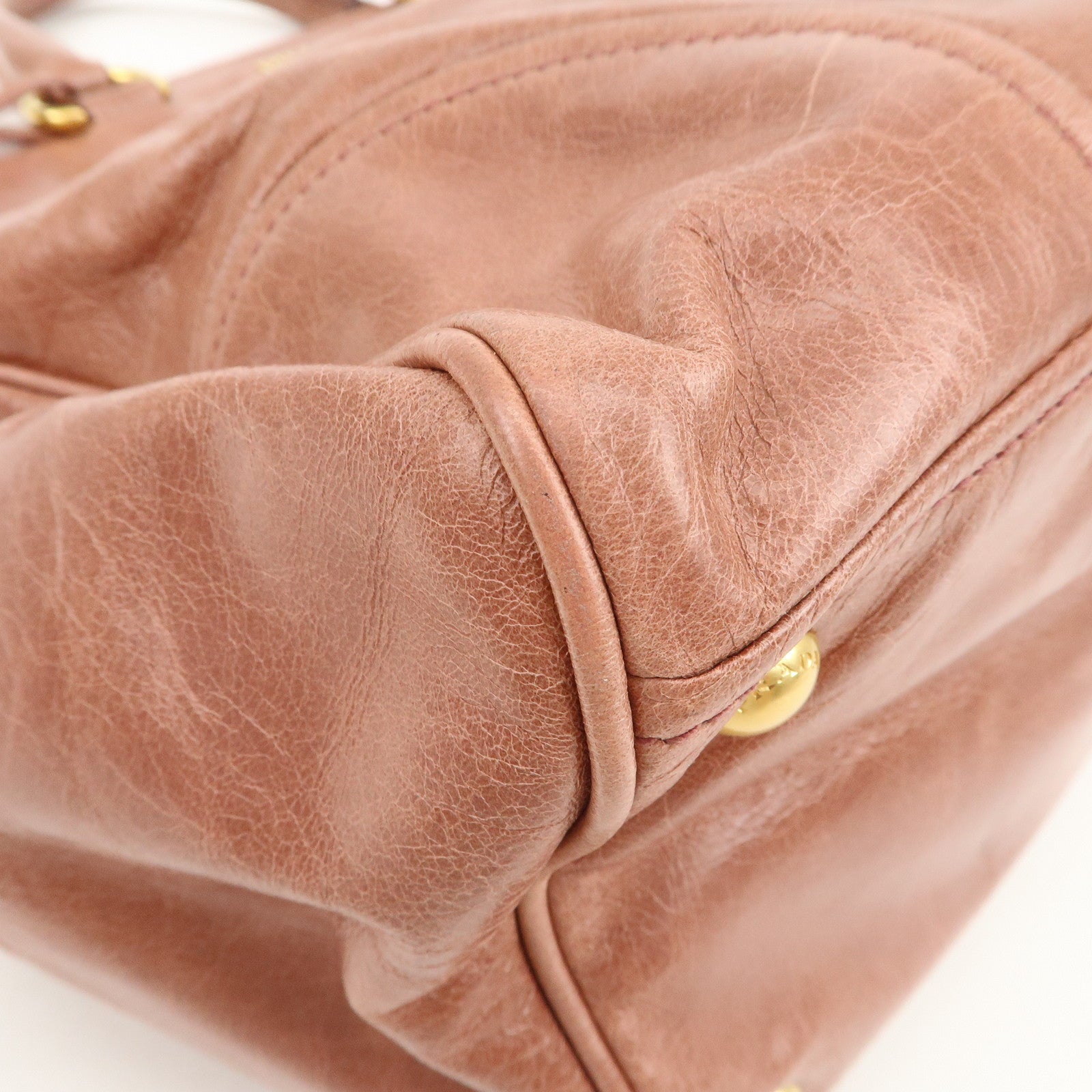 PRADA Logo Leather 2Way Bag Shoulder Bag Hand Bag Pink