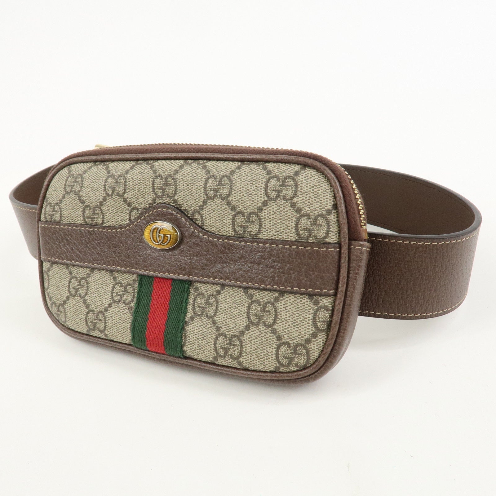 GUCCI Ophidia GG Supreme Leather Waist Bag Brown 519308