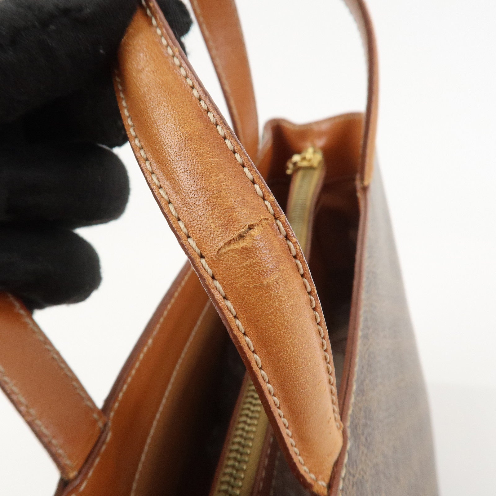 CELINE Macadam PVC Leather Hand Bag Tote Bag Brown