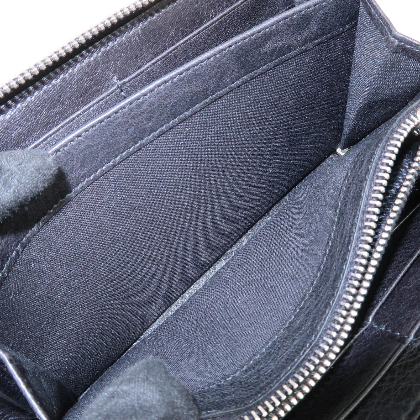 BALENCIAGA Giant Continental Leather Round Zippy Long Wallet Black