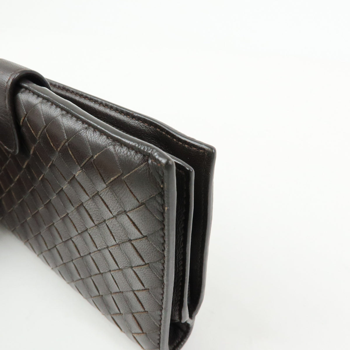 BOTTEGA VENETA Intrecciato Leather Bi-fold Long Wallet Brown