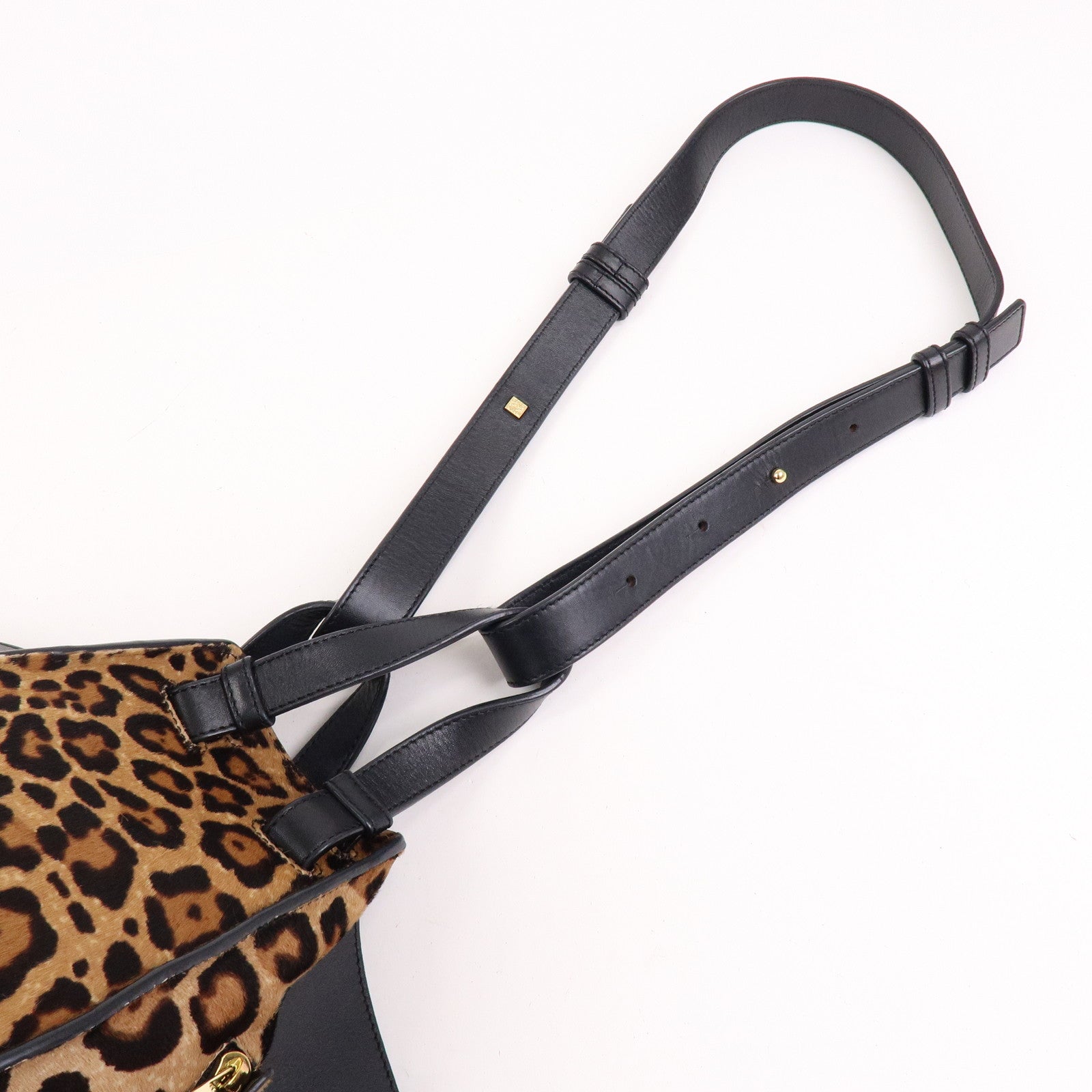 LOEWE Calfskin Hammock Small Shoulder Bag Leopard Beige Black