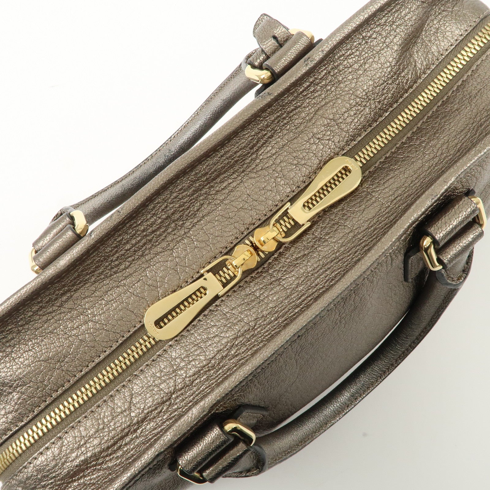 LOEWE Anagram Amazona 28 Leather Hand Bag Gold Used