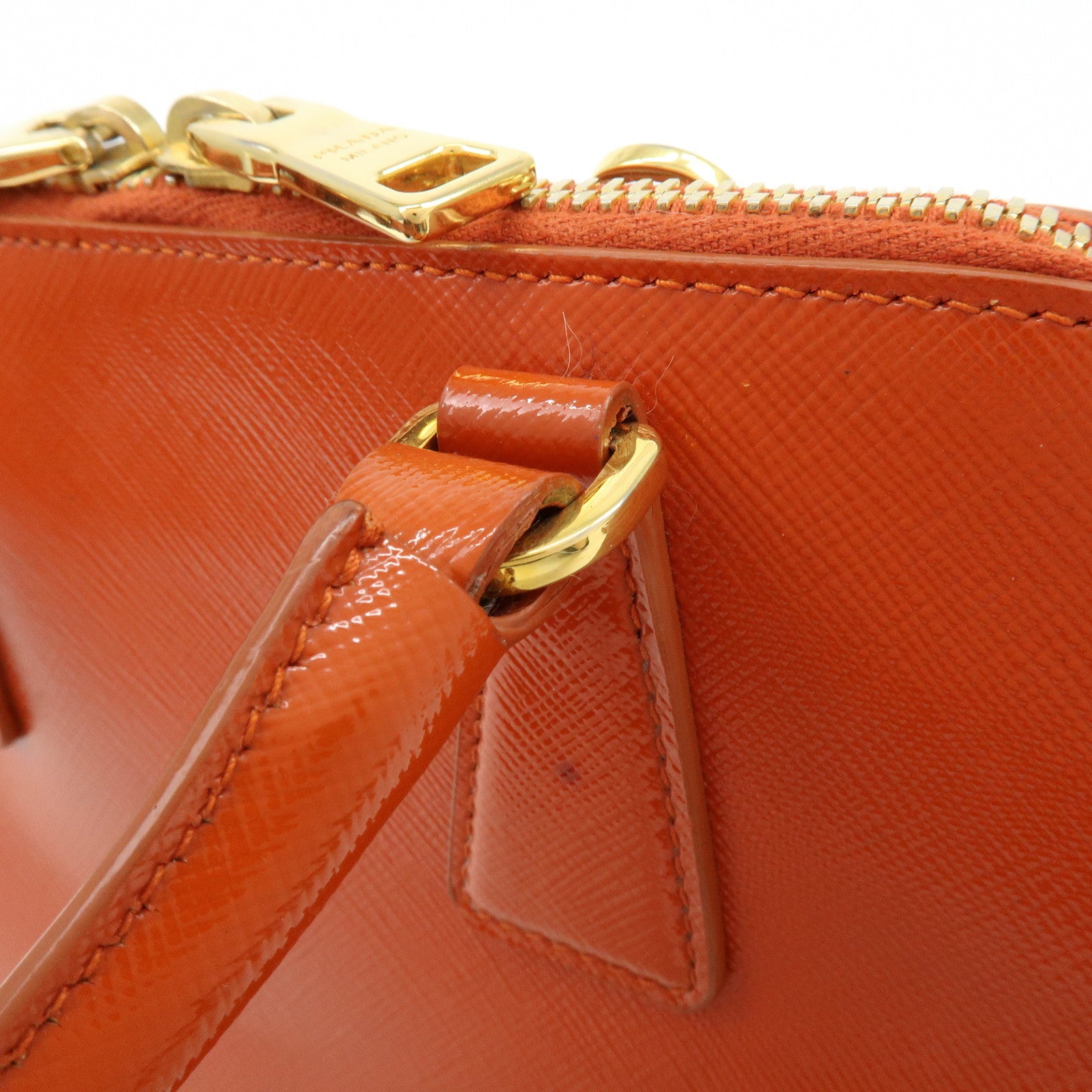 PRADA Triangle Logo Patent Leather 2Way Hand Shoulder Bag BL0838