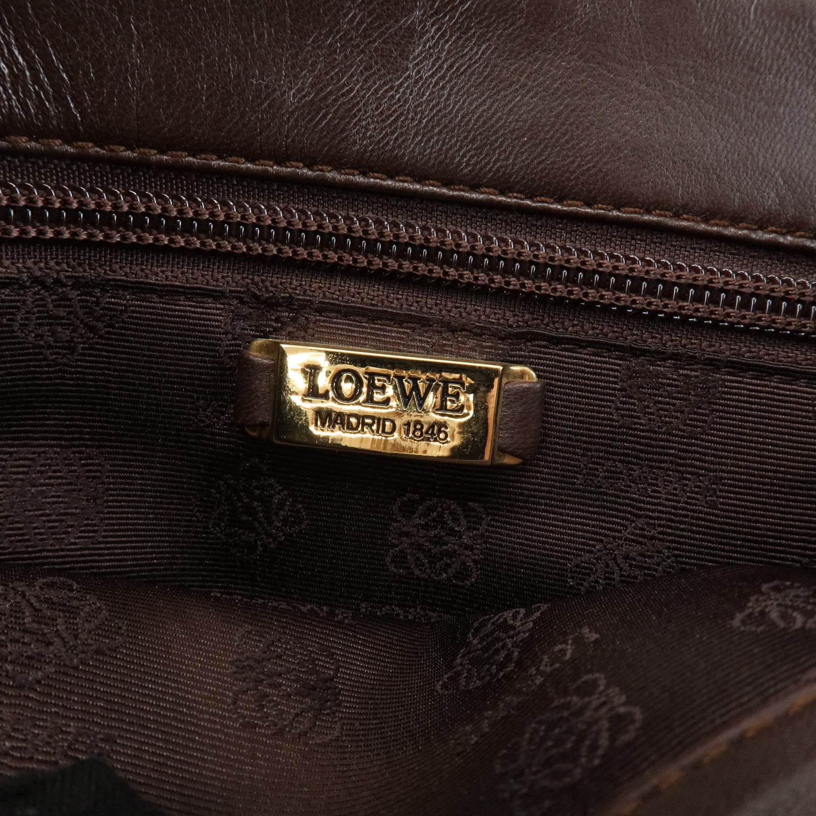 LOEWE Anagram Logo Leather Hand Bag Mini Tote Bag Brown