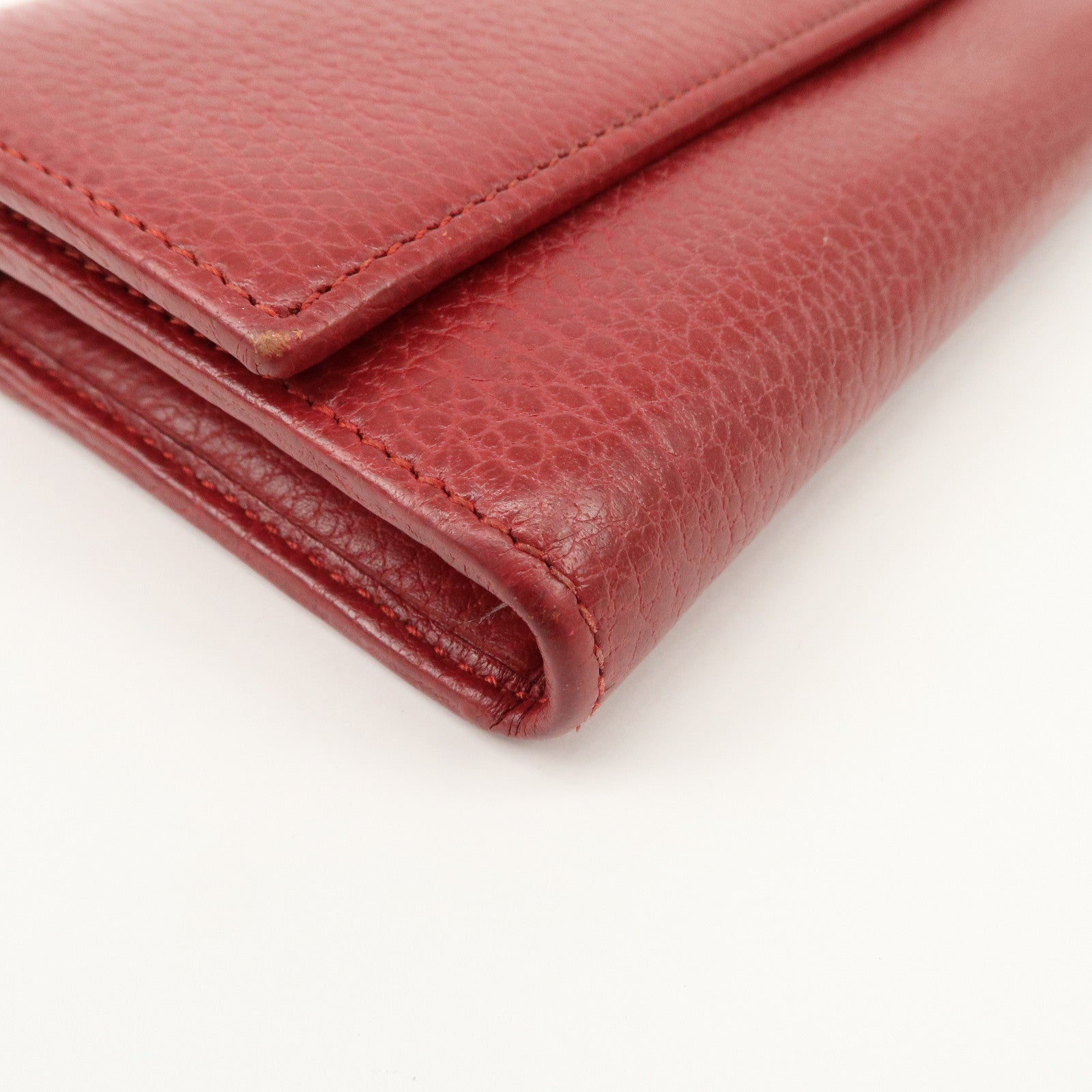 GUCCI GG Marmont Leather Continental Long Wallet Red 456116 Used