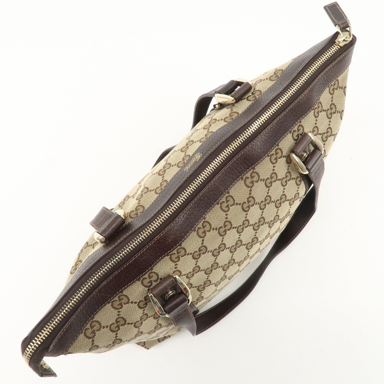 GUCCI Abbey GG Canvas Leather Shoulder Hand Bag Beige Brown 141470 Used