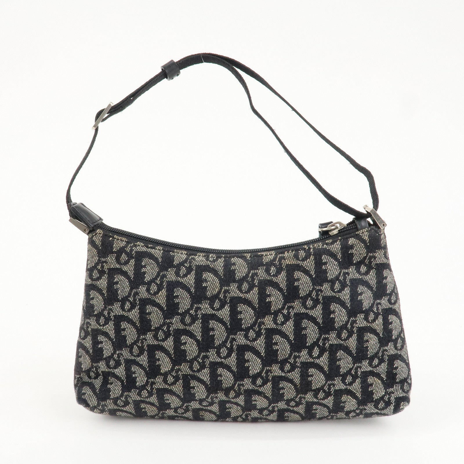 Christian Dior Trotter Canvas Leather Shoulder Bag Hand Bag Black Used