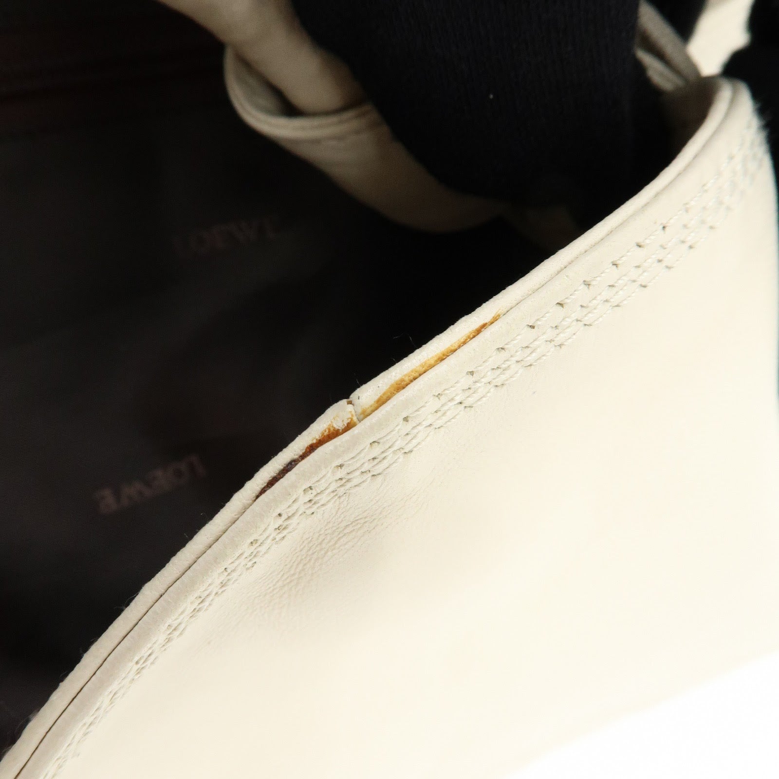 LOEWE Anagram Nappa Aire Leather Hand Bag Tote Bag Ivory