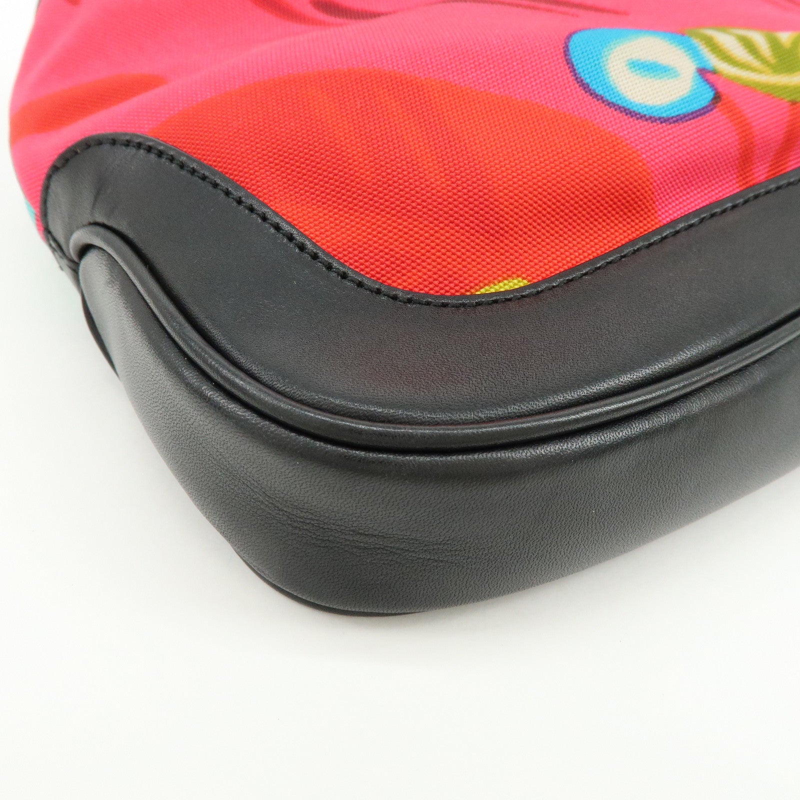 GUCCI Jackie Nylon Leather Shoulder Hand Bag Pink Black 001.9735