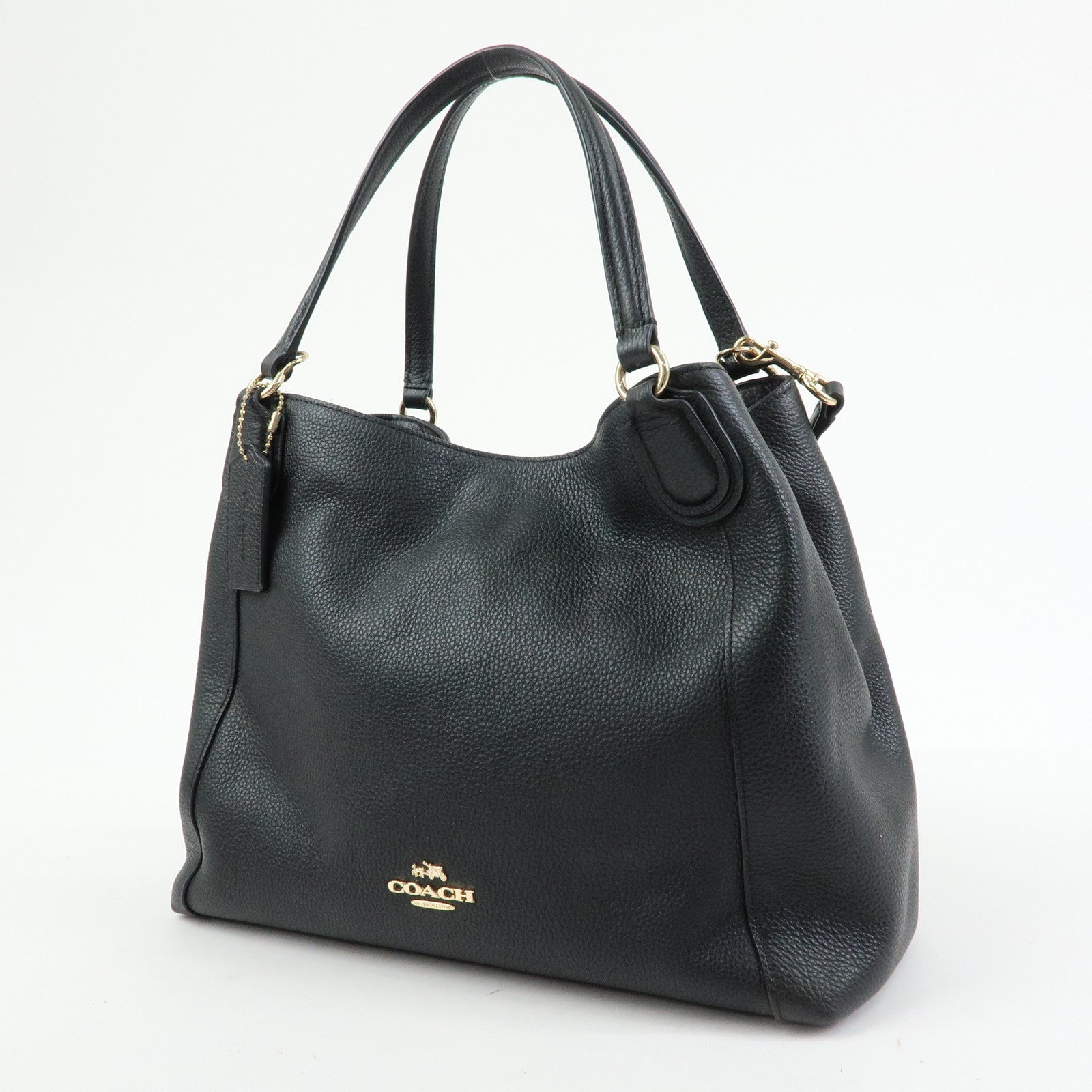 COACH Edie Leather 2Way Shoulder Bag Hand Bag Black