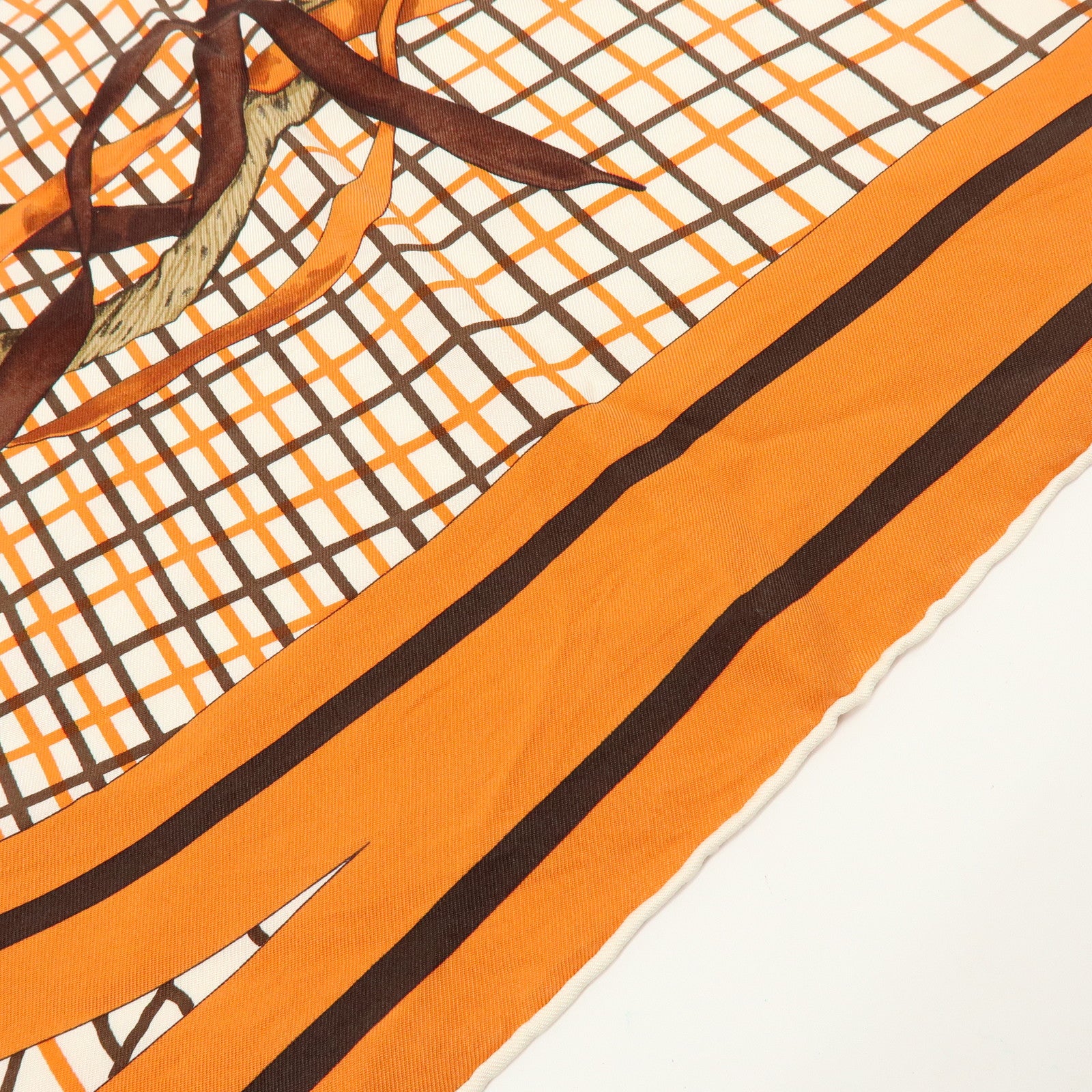 HERMES Carre 90 Silk 100% Scarf Bete de Concours Orange
