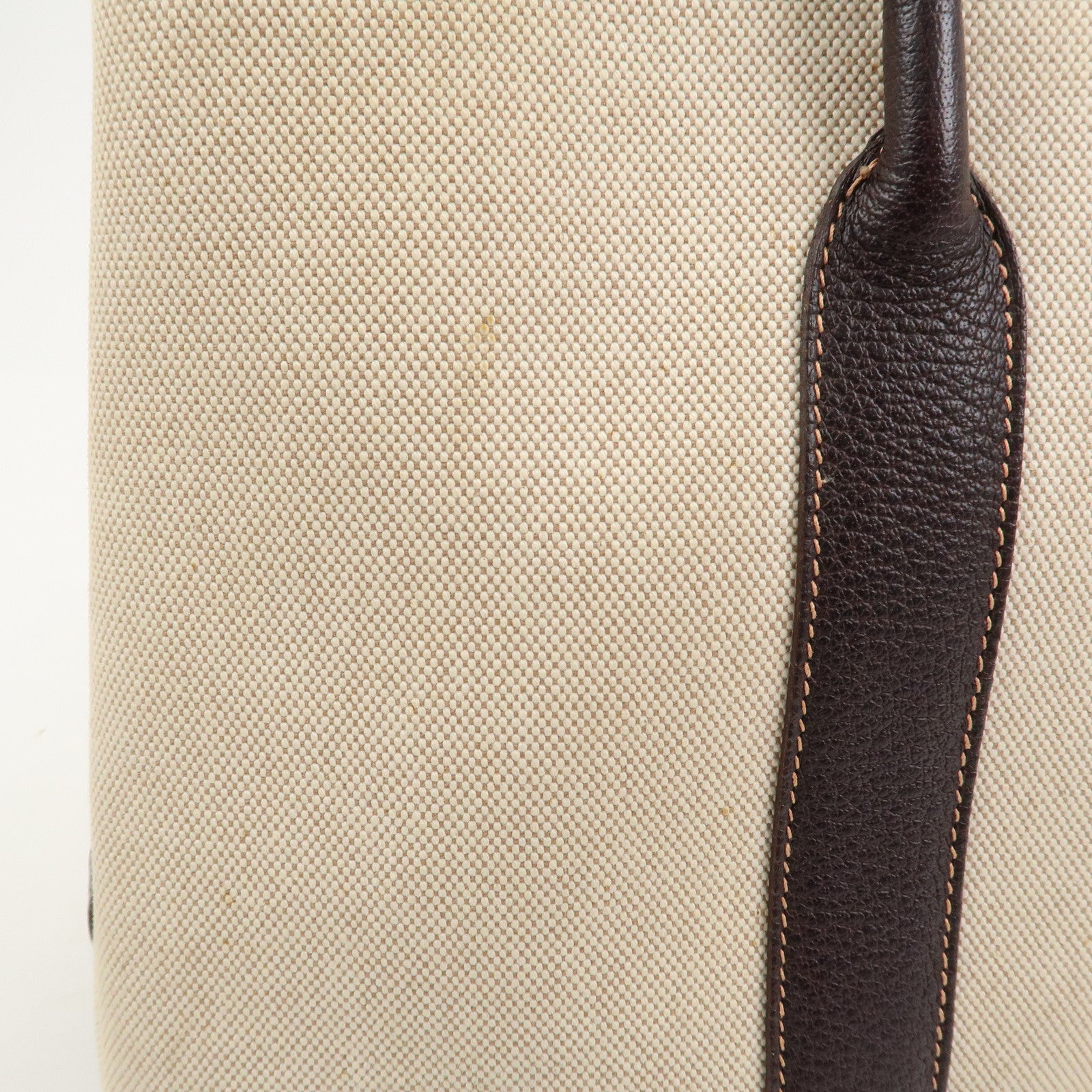 HERMES Leather Toile H Garden Party PM Tote Bag Hand Bag Natural