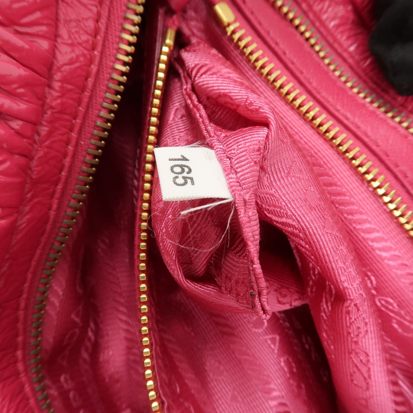 PRADA Logo Patent Leather Chain Shoulder Bag Hand Bag Pink BR4075